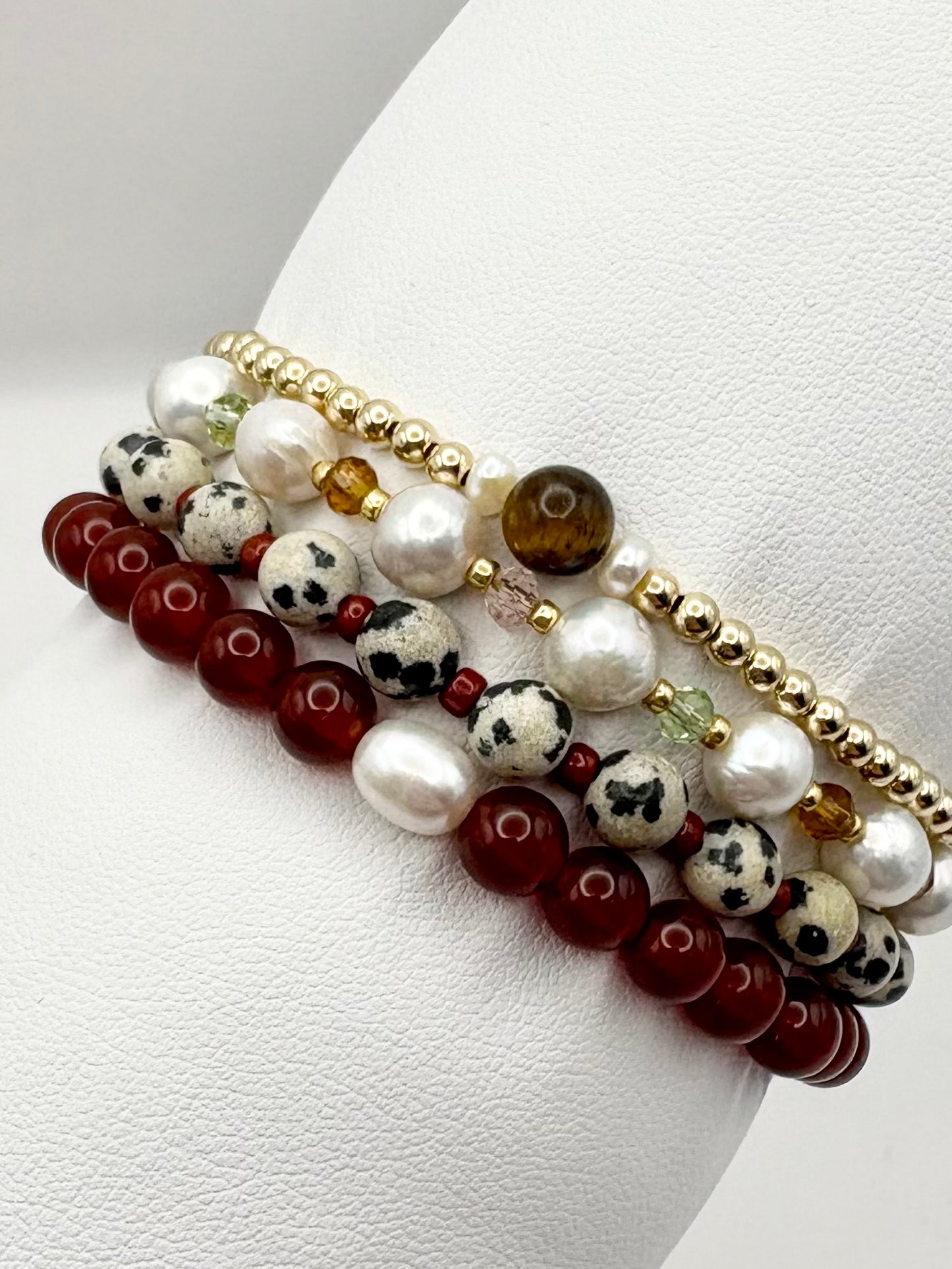Freshwater Pearl & Crystal Beaded Bracelet - Gold-filled or Gold-plated