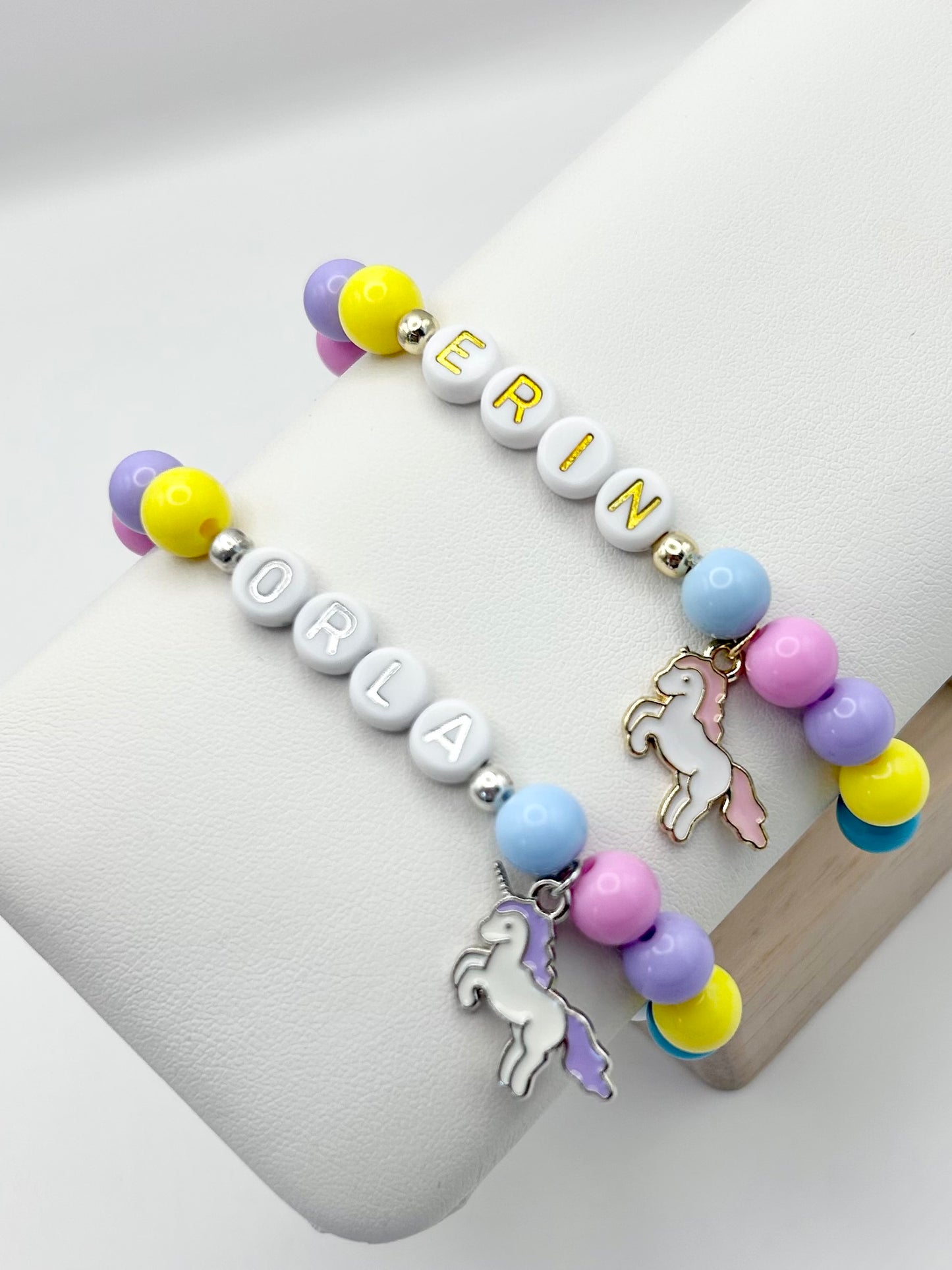 Unicorn Rainbow Personalised Name Bracelet Kids