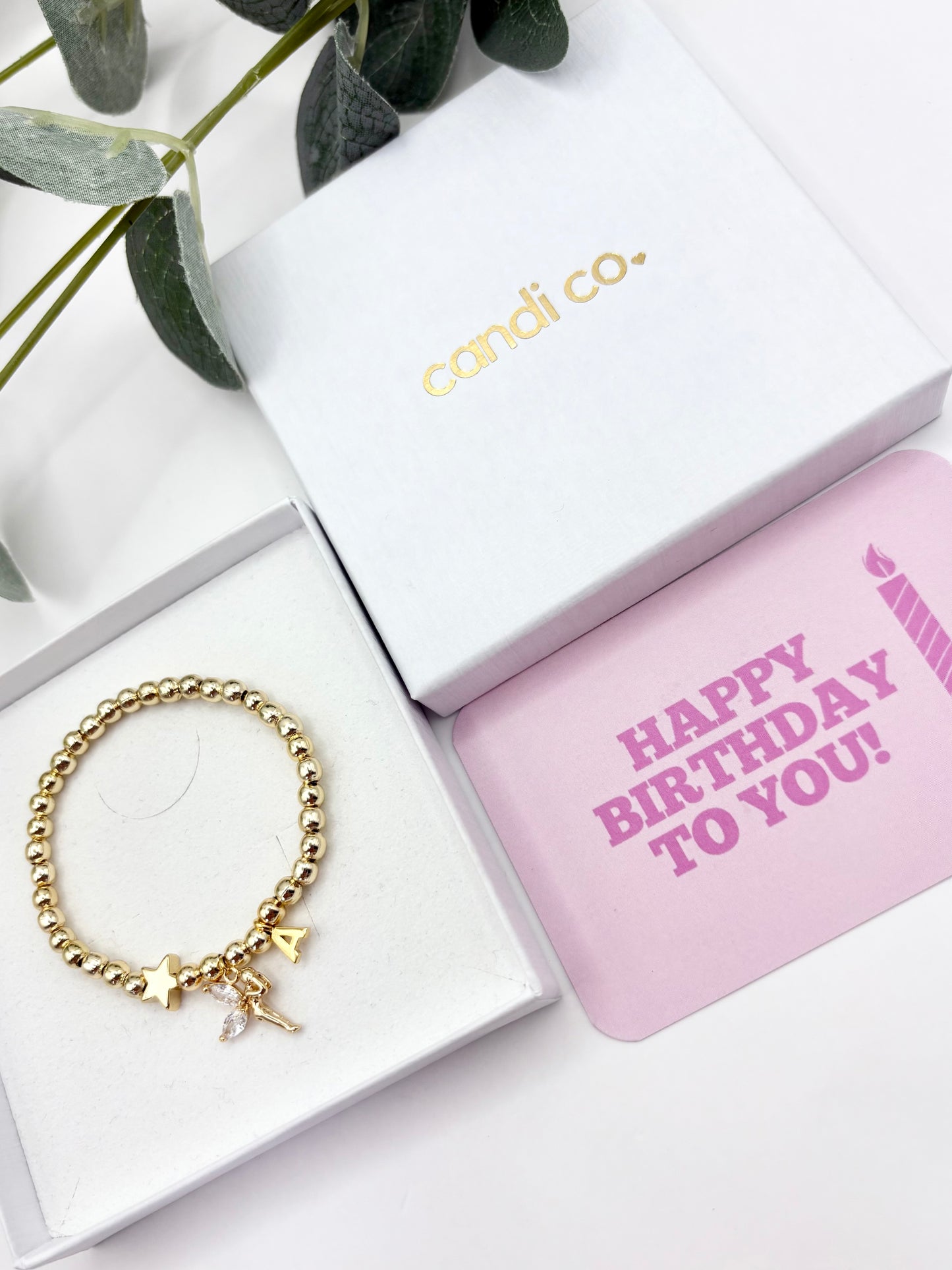Kids Personalised Fairy Charm Bracelet Gold