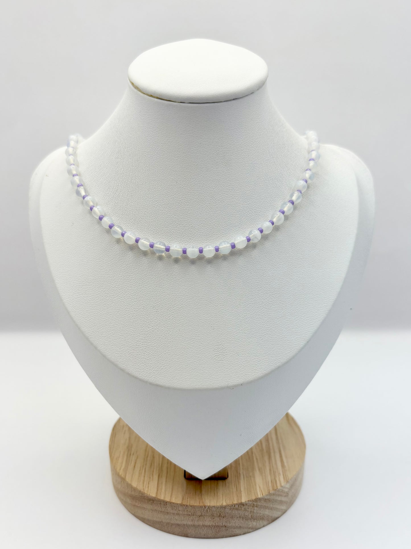 Opalite & Lilac Seed Beaded Necklace