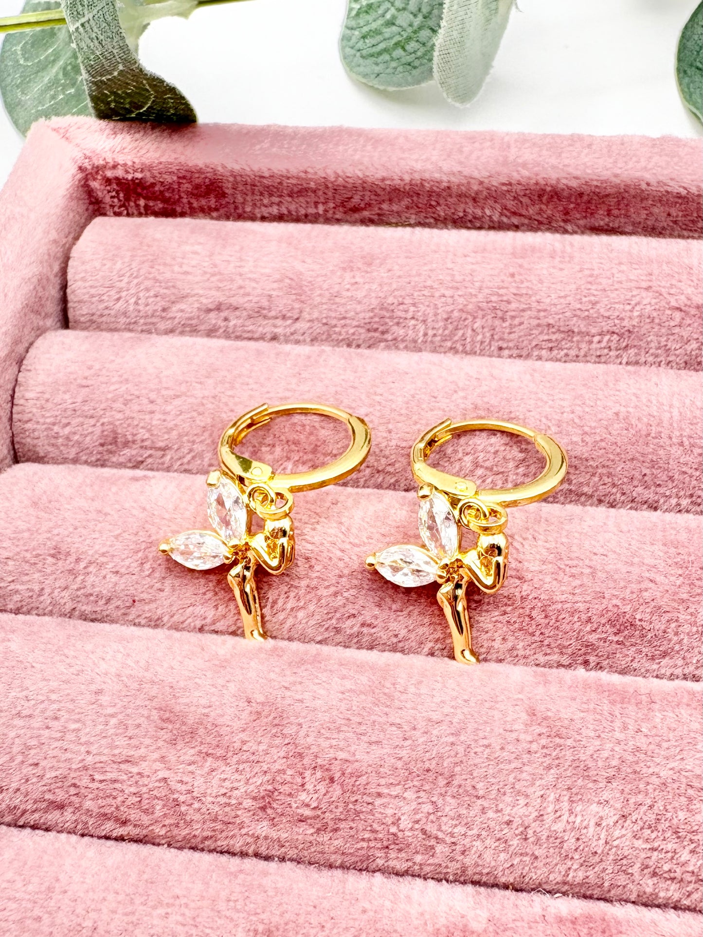 Kids Fairy Charm Huggie Hoop Earrings - Gold