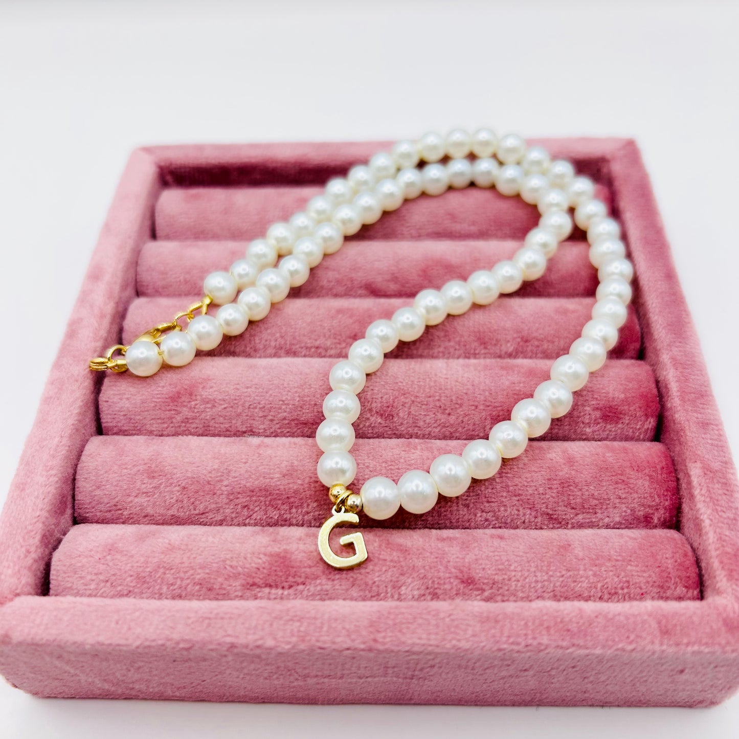 Ivory Pearl Personalised Initial or Name Necklace - Gold