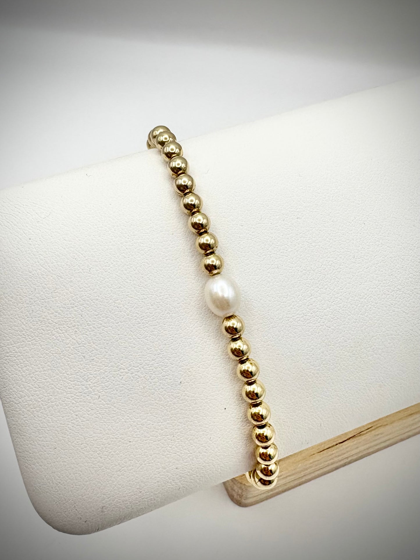 Freshwater Pearl 14k Gold-filled 4mm Beaded Stretch Bracelet - Perfect For Stacking
