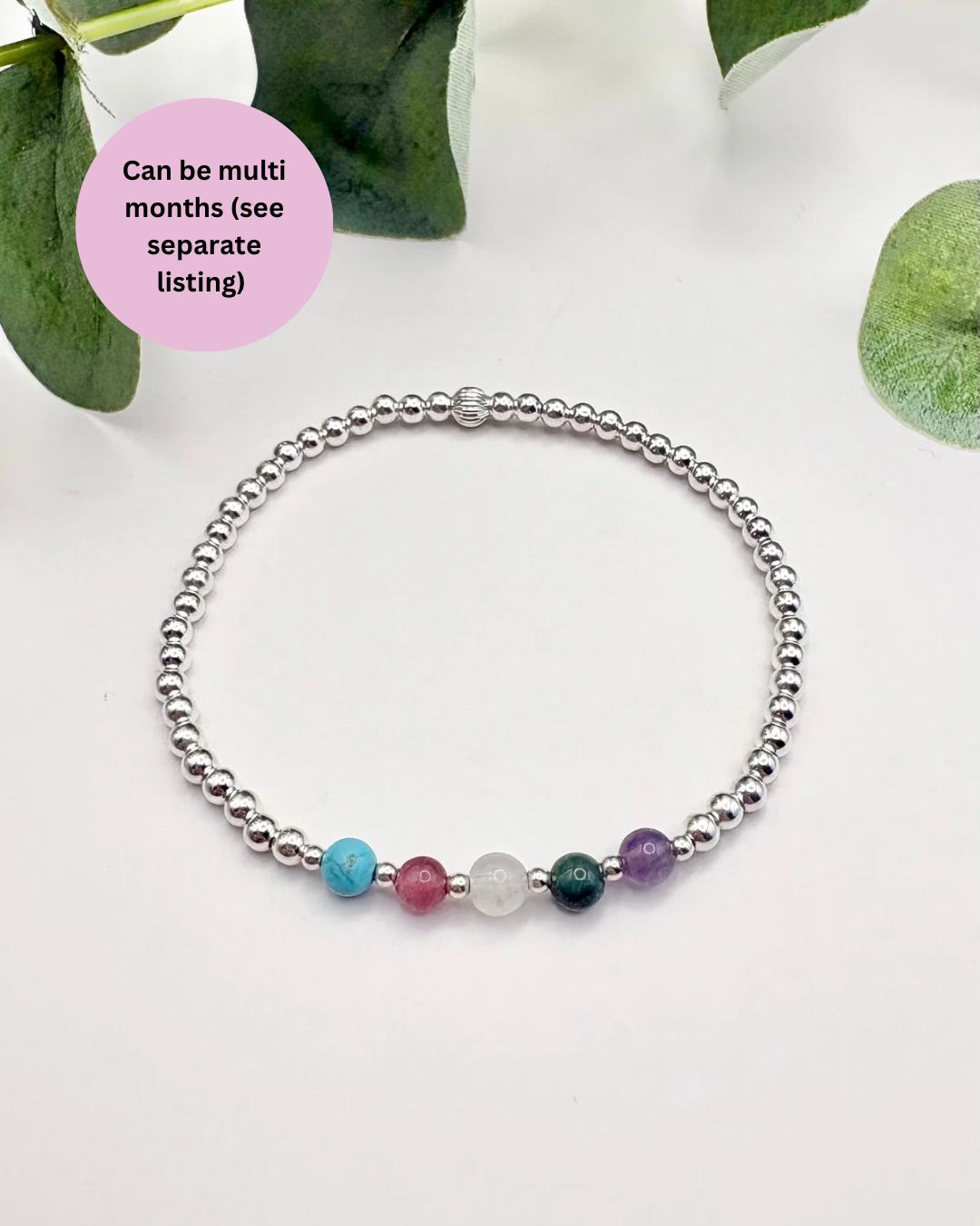 Birthstone Beaded Bracelet - Sterling Silver or Gold-Filled