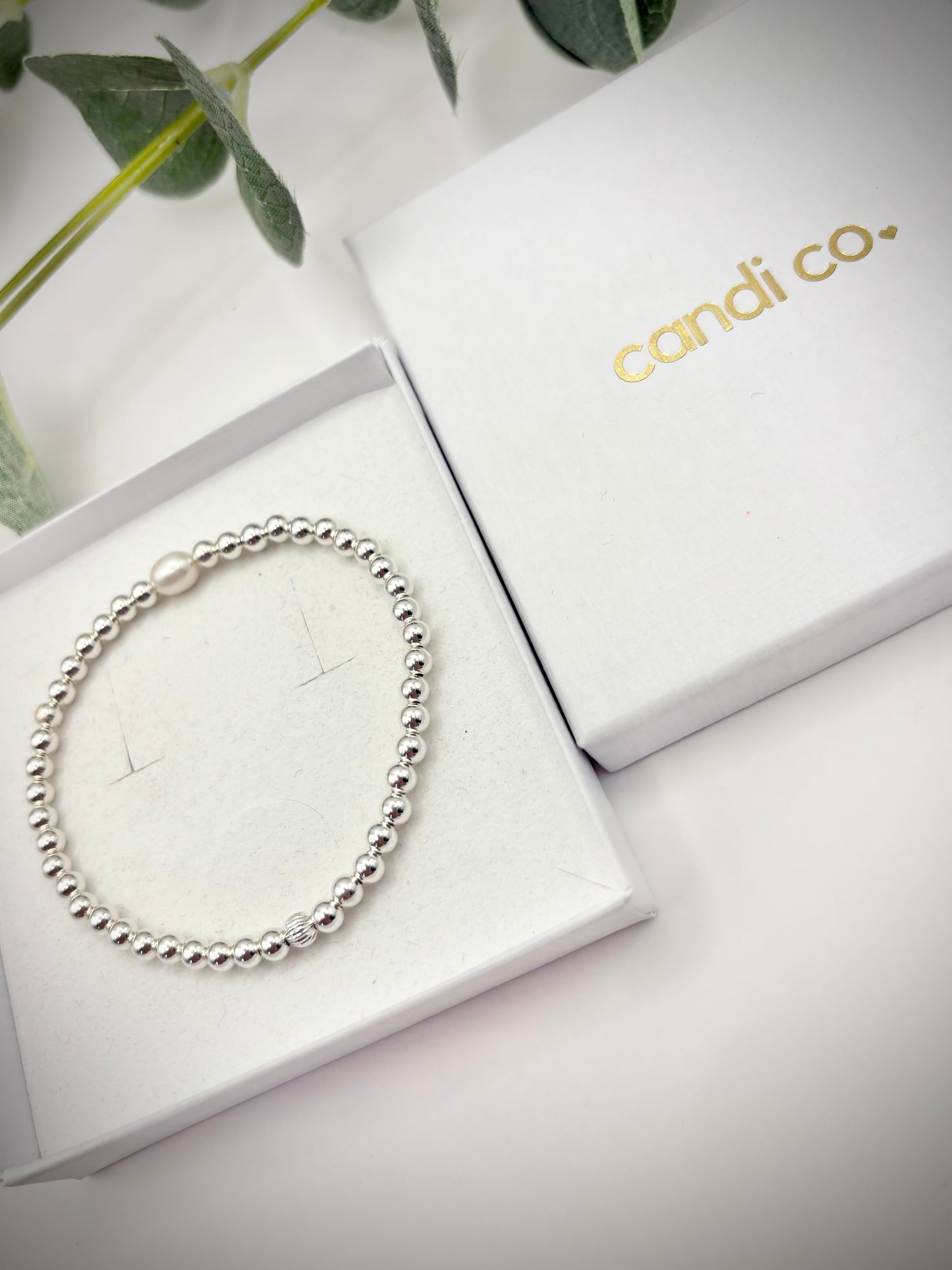 Freshwater Pearl 925 Sterling Silver 4mm Beaded Stretch Bracelet - Perfect For Stacking