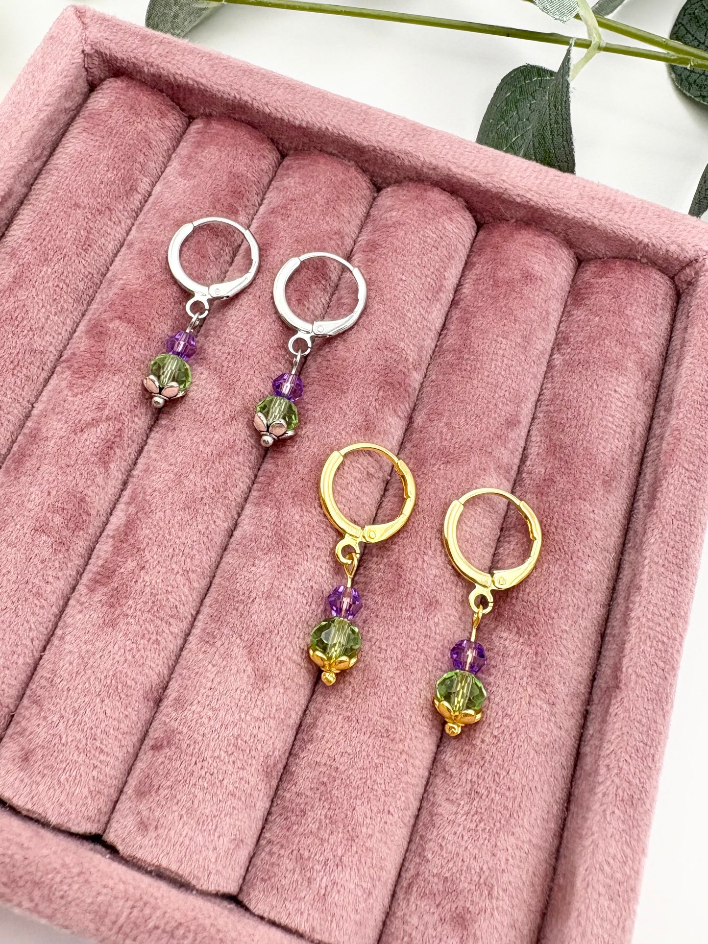 Thistle Huggie Hoop Earrings Gold or Silver-Plated