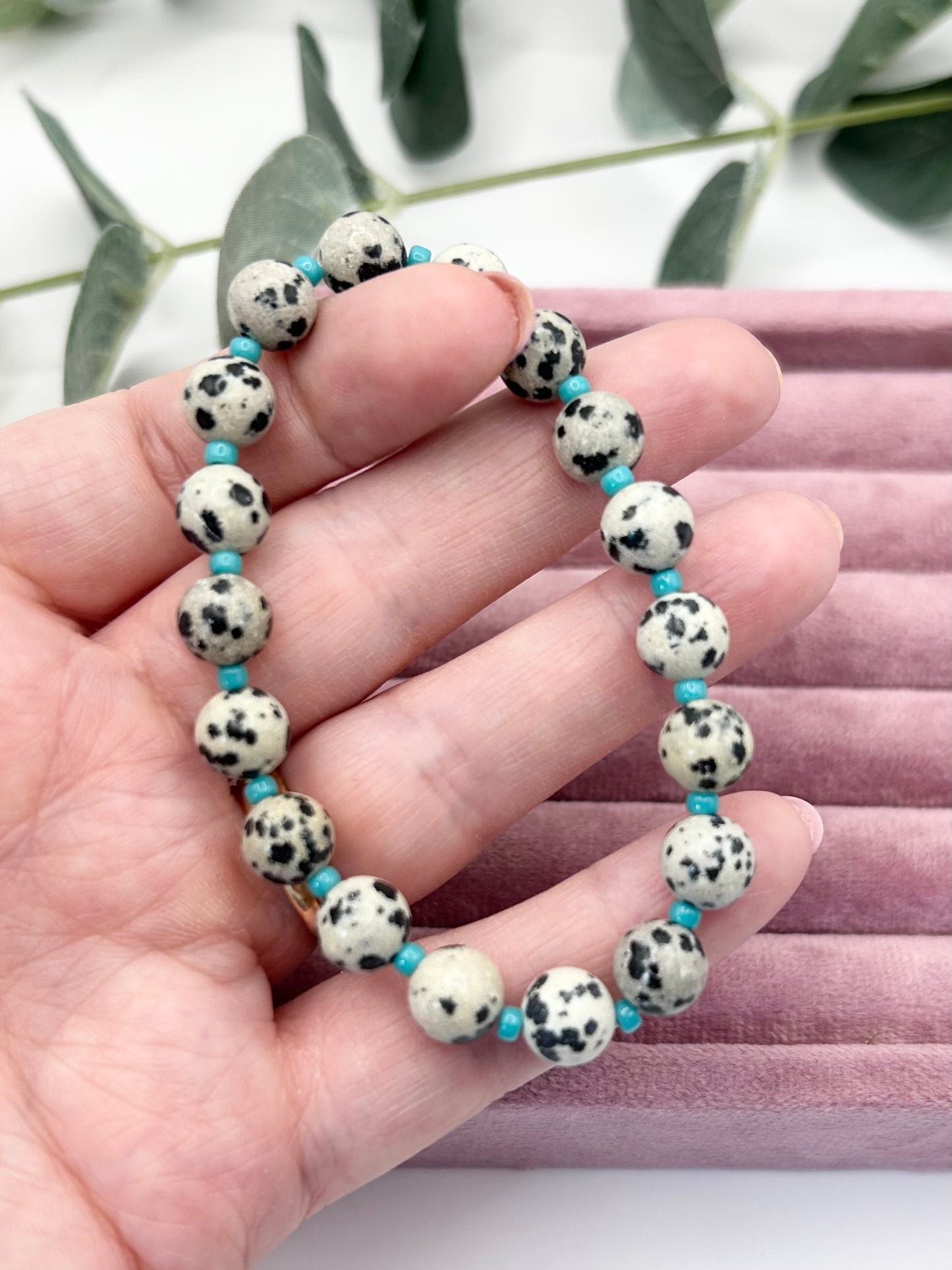 Turquoise & Dalmatian Jasper Gemstone Bracelet