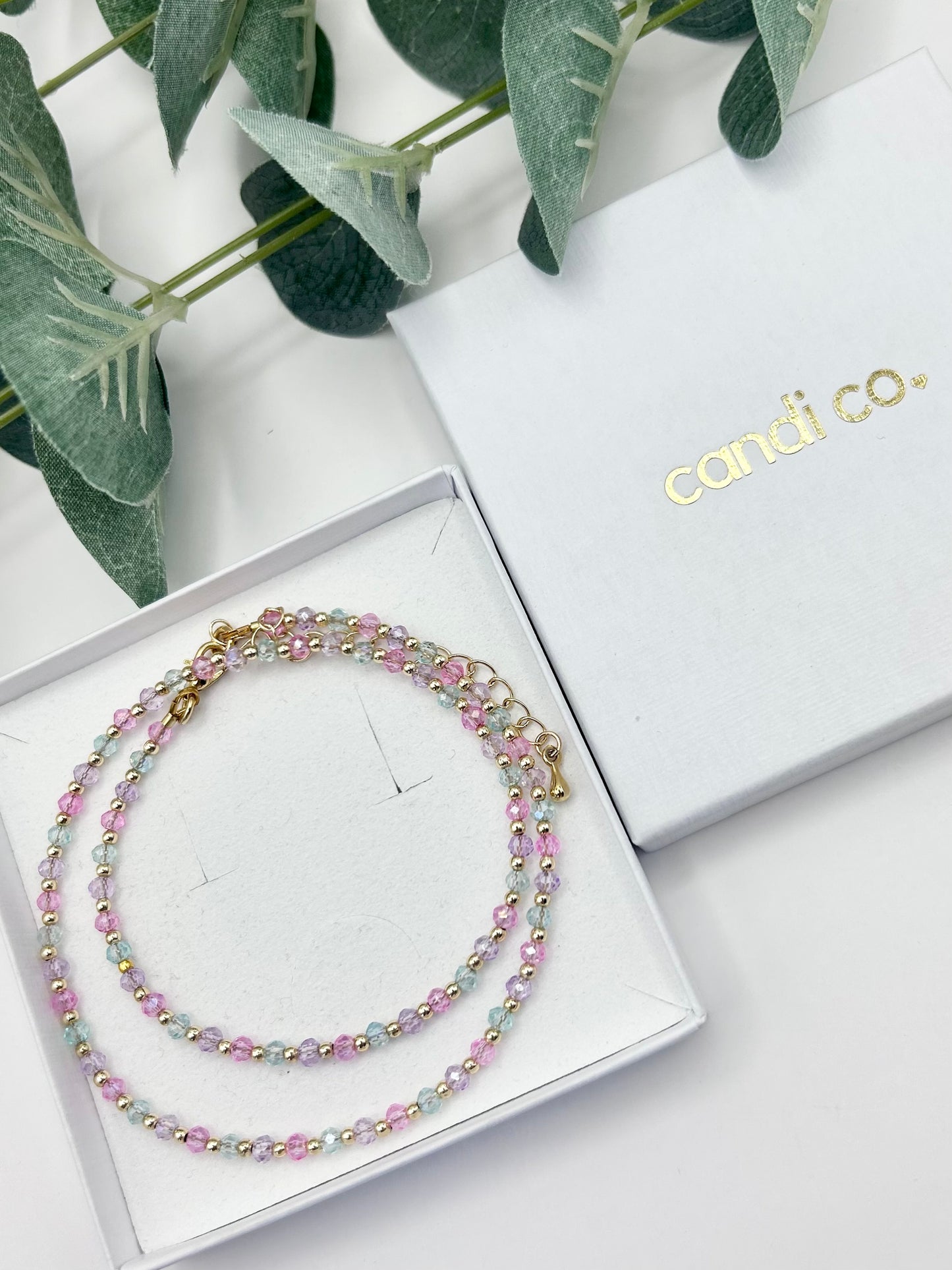 Dainty Mermaid Crystal Seed Bead Necklace Gold-Plated