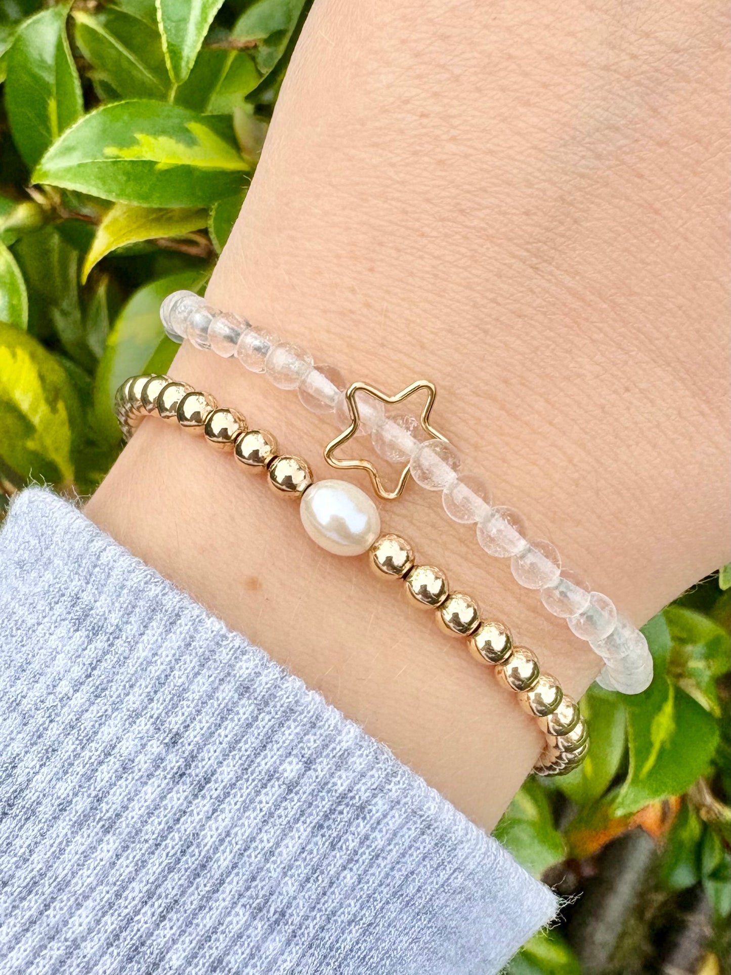 Freshwater Pearl 925 Sterling Silver 4mm Beaded Stretch Bracelet - Perfect For Stacking