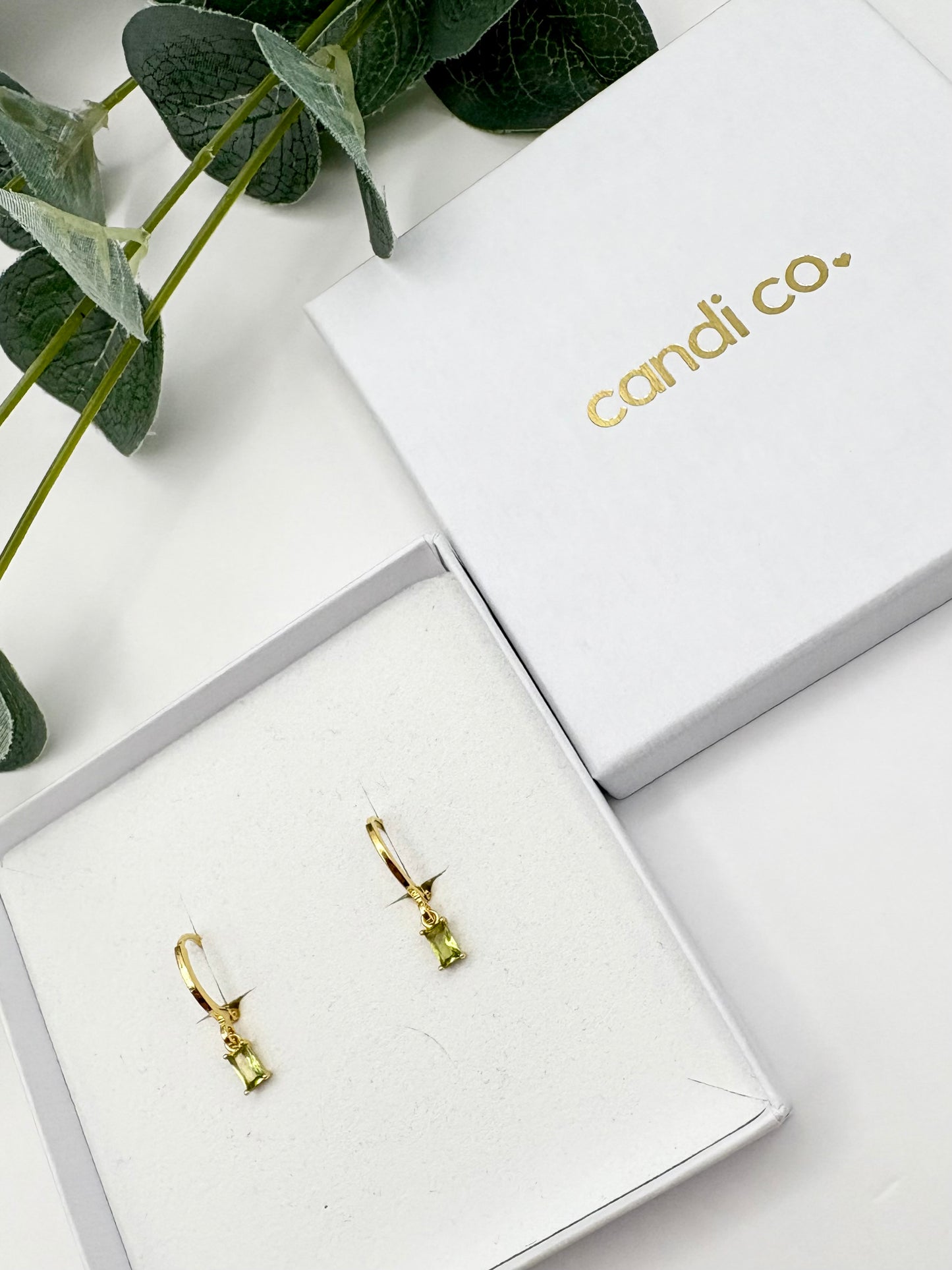 Dainty Birthstone Huggie Hoop Earrings - Gold or Silver-Plated