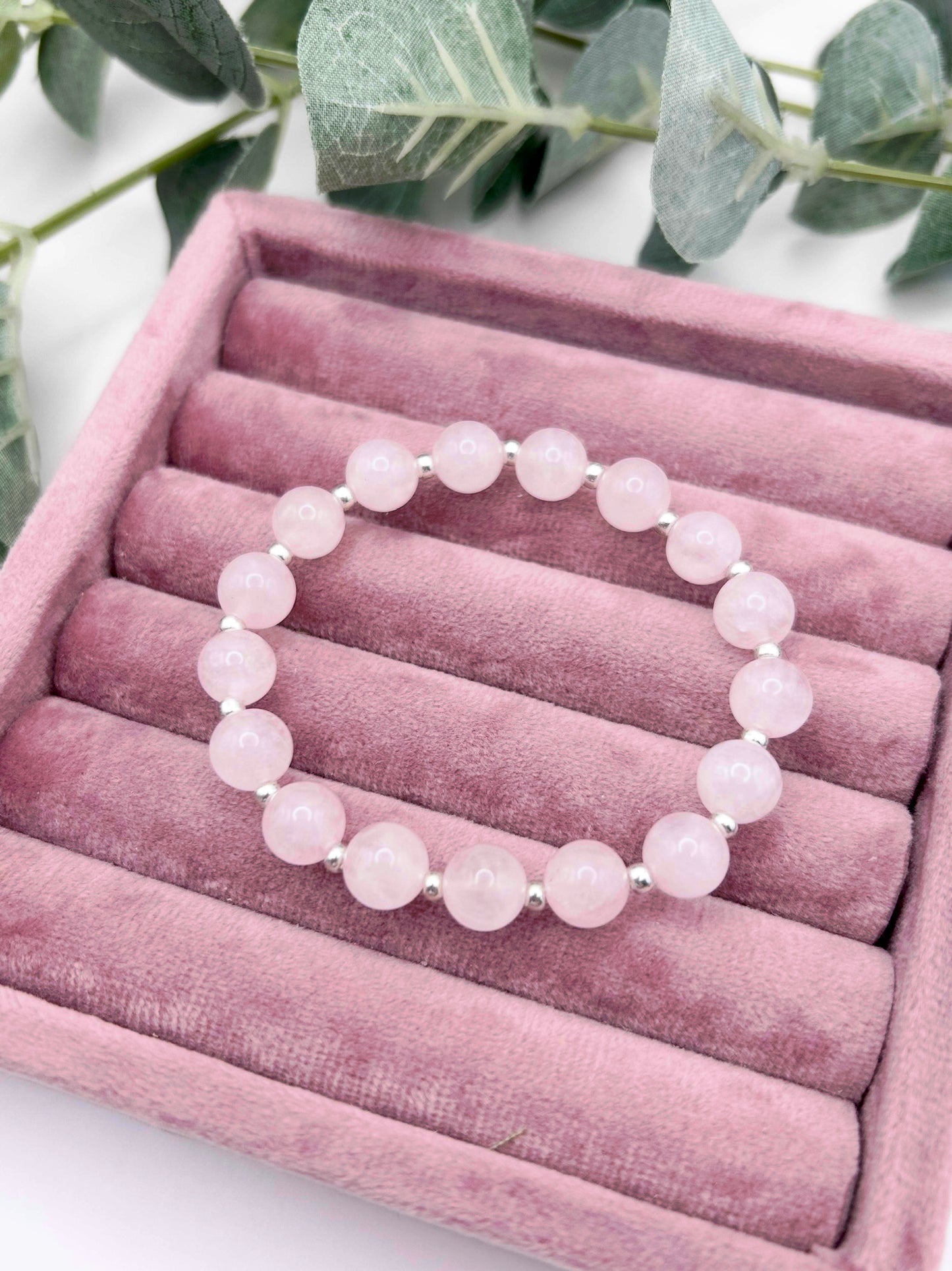 Rose Quartz & Silver Gemstone Bracelet