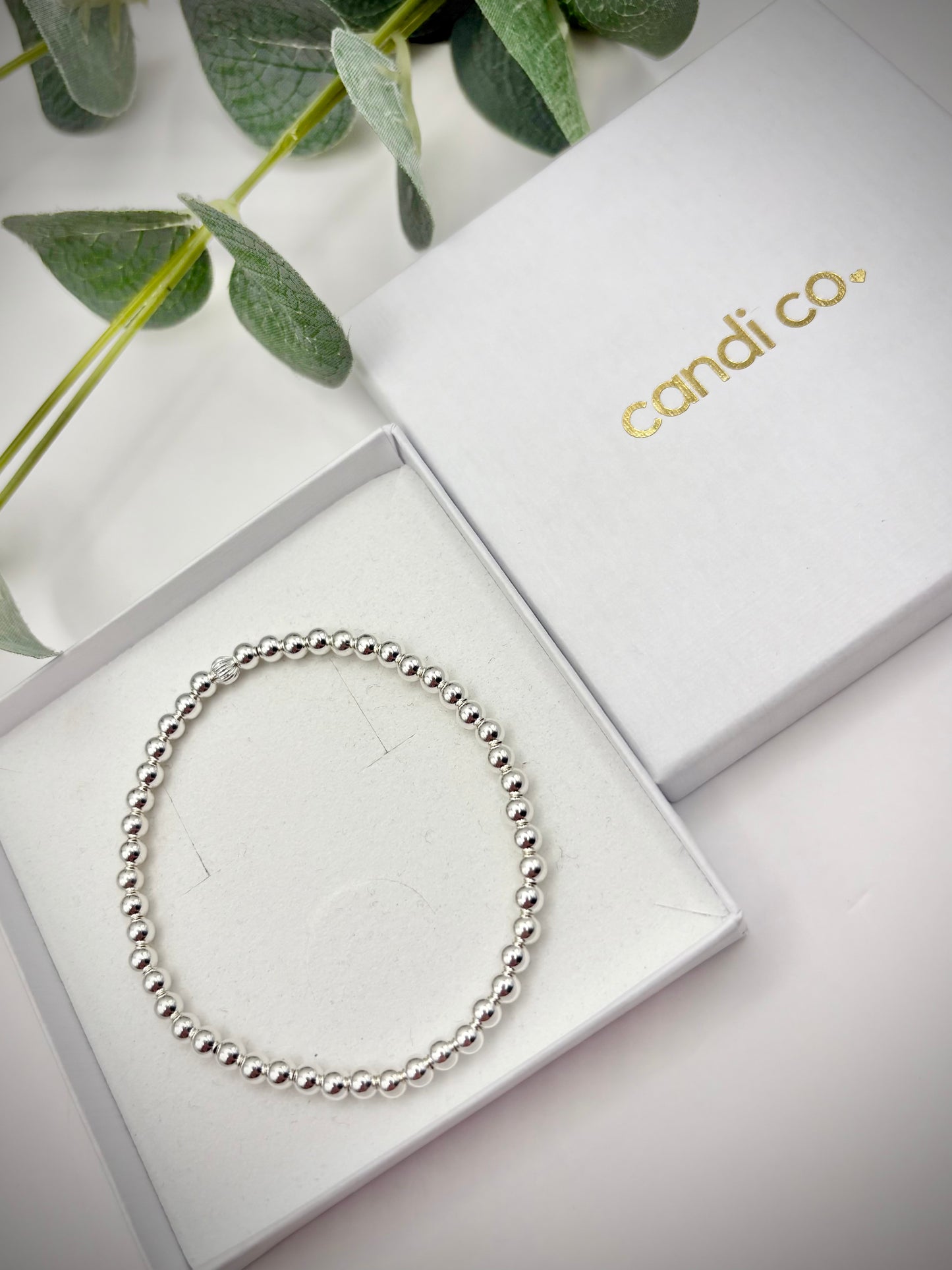 925 Sterling Silver 4mm Beaded Stretch Bracelet - Perfect For Stacking