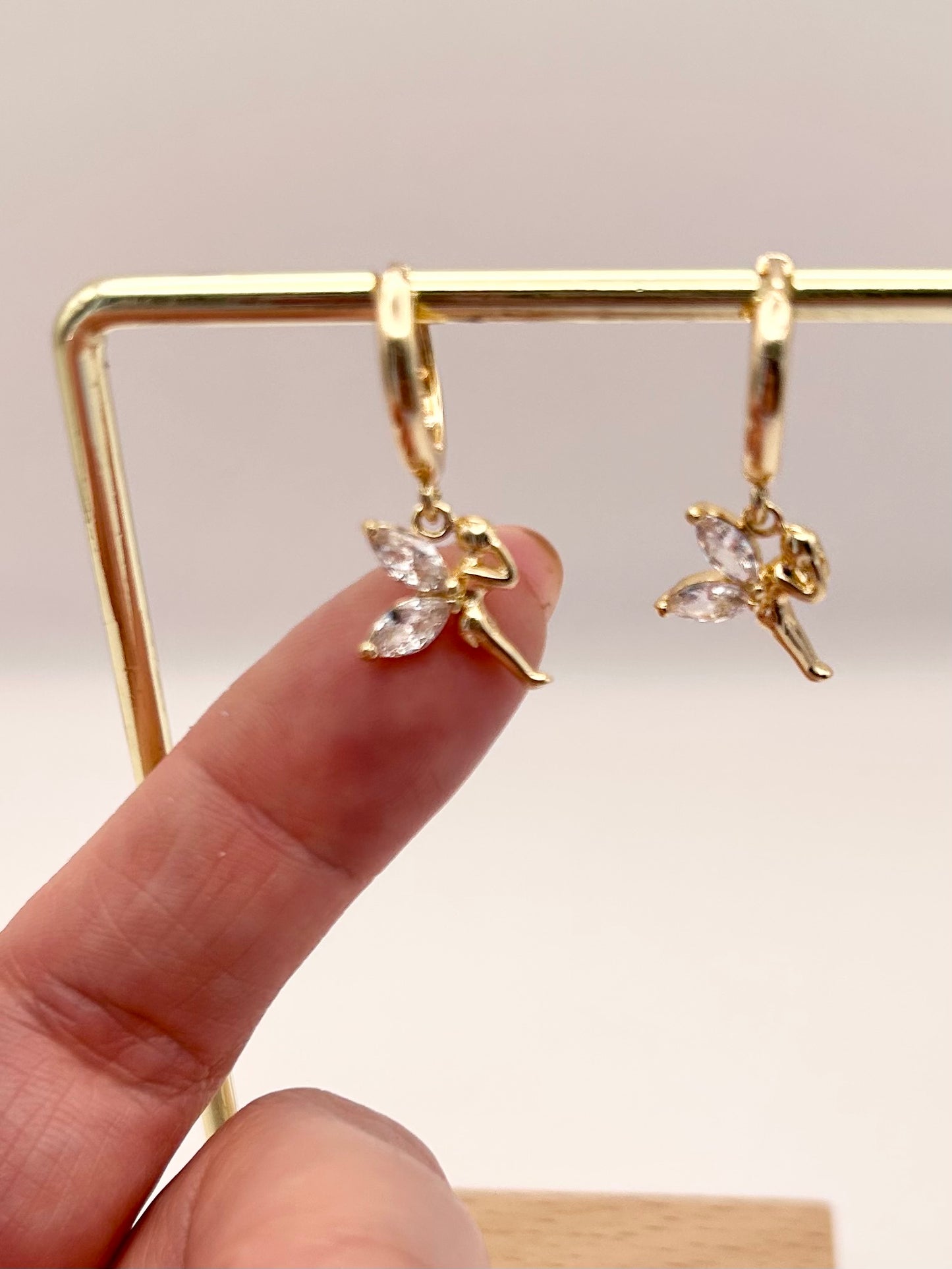 Kids Fairy Charm Huggie Hoop Earrings - Gold