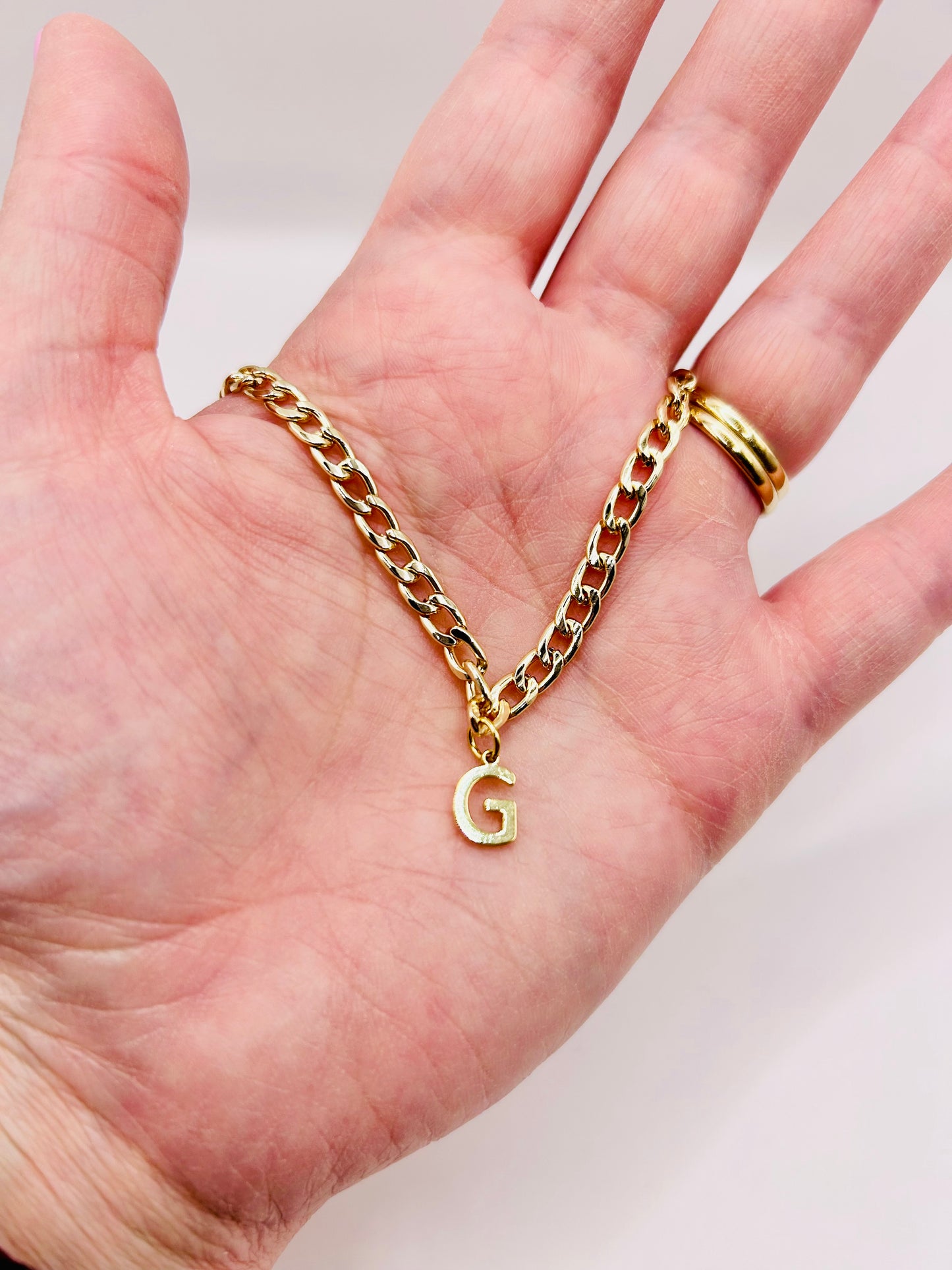 Curb Chain Personalised Initial or Name Necklace - Gold