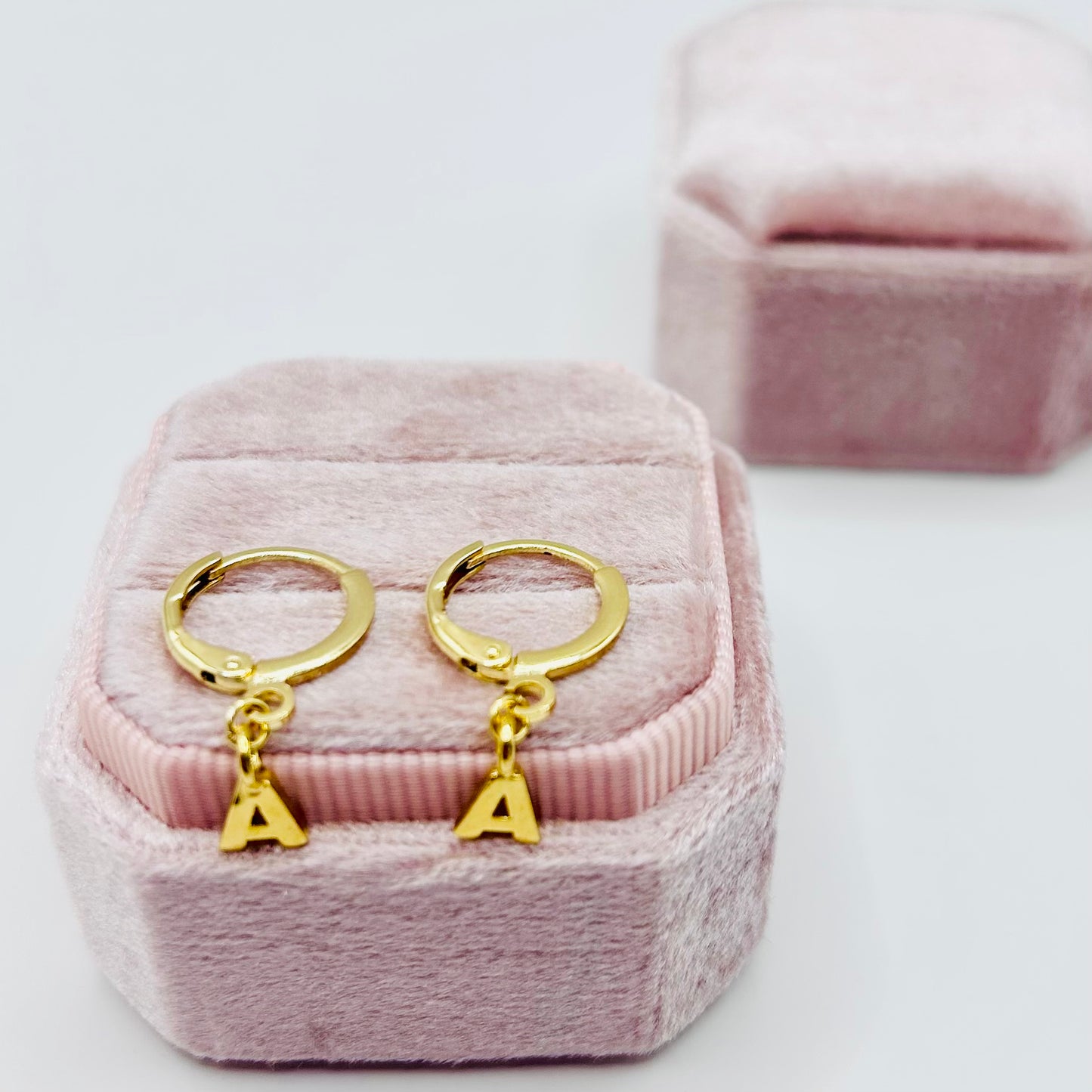 Dainty Initial Huggie Hoop Earrings - Gold or Silver