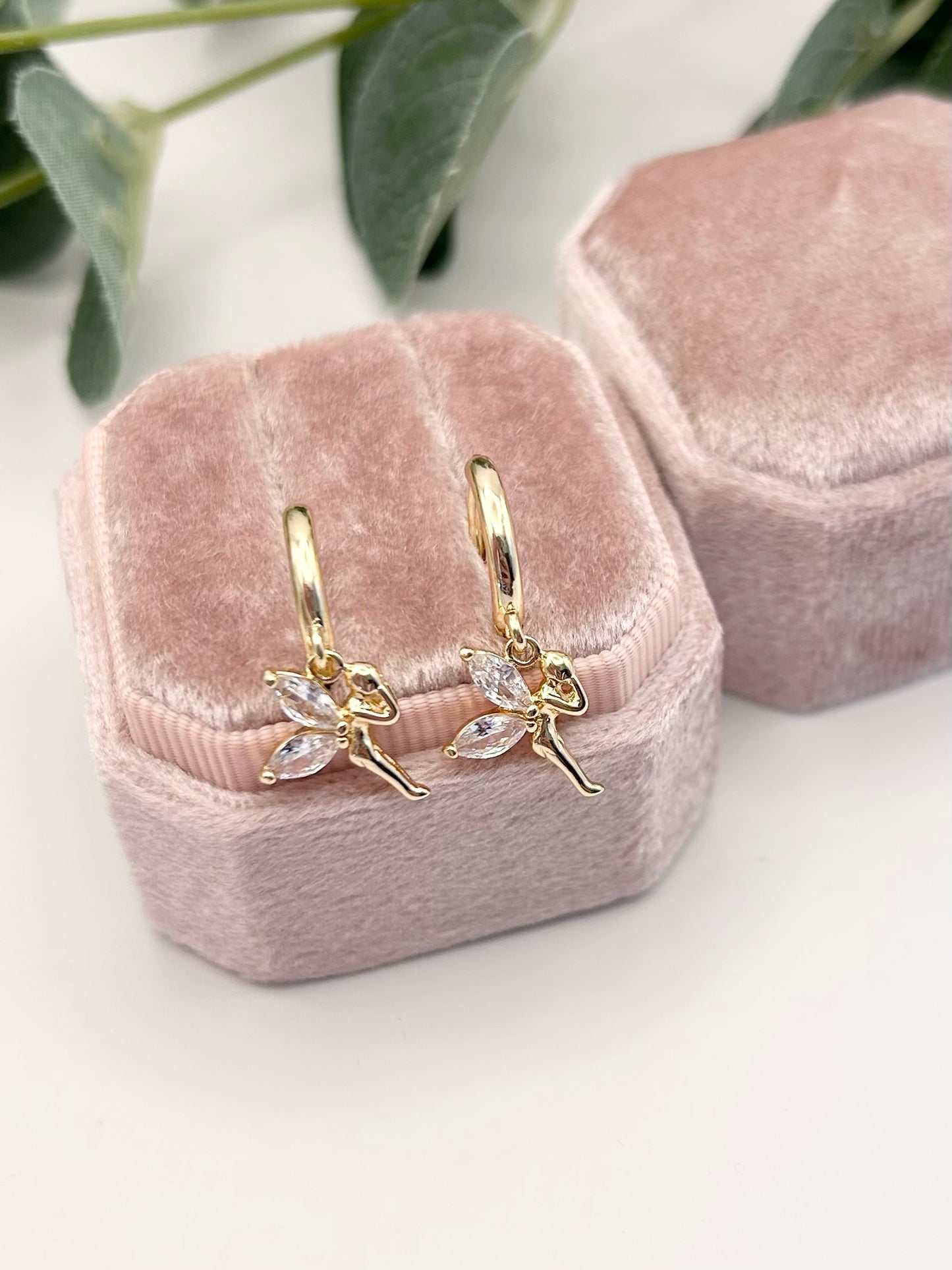 Kids Fairy Charm Huggie Hoop Earrings - Gold