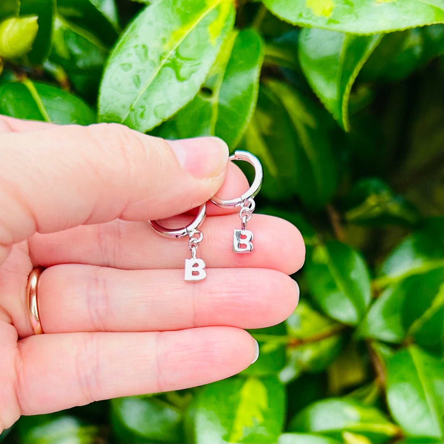 Dainty Initial Huggie Hoop Earrings - Gold or Silver