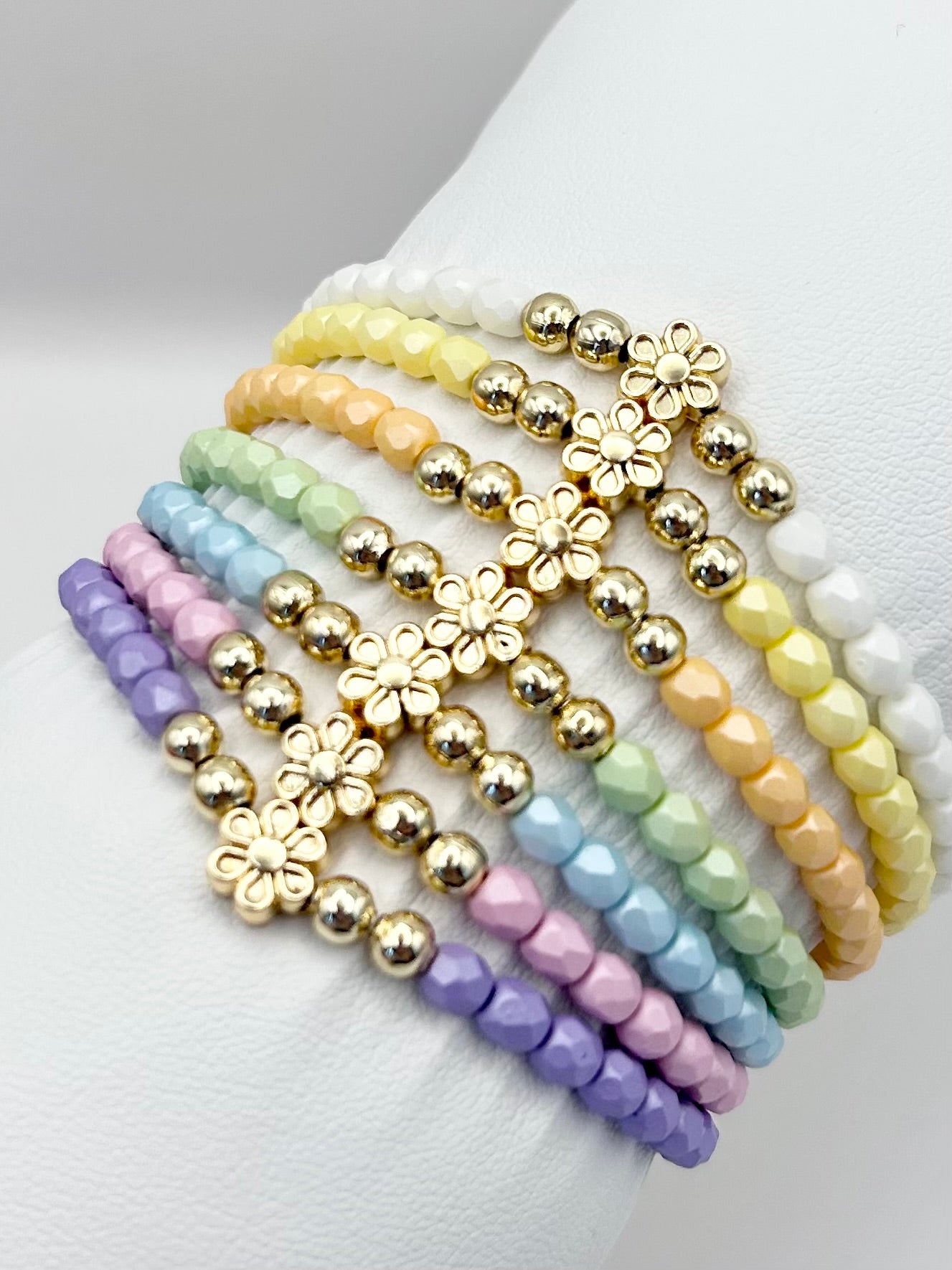 Pastel Beaded Daisy Charm Bracelet Kids - Various