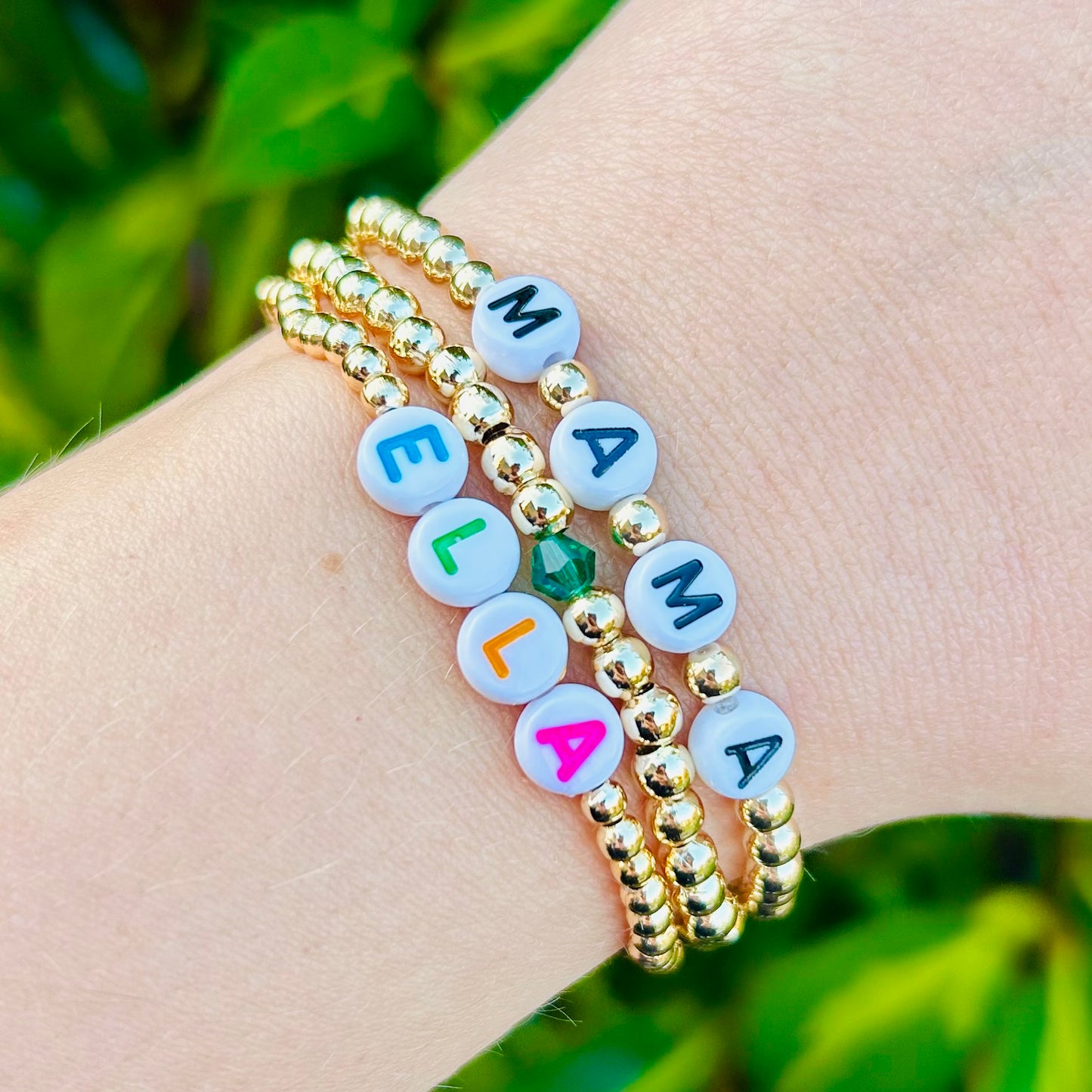 Personalised Birthstone Beaded Bracelet - Gold or Silver