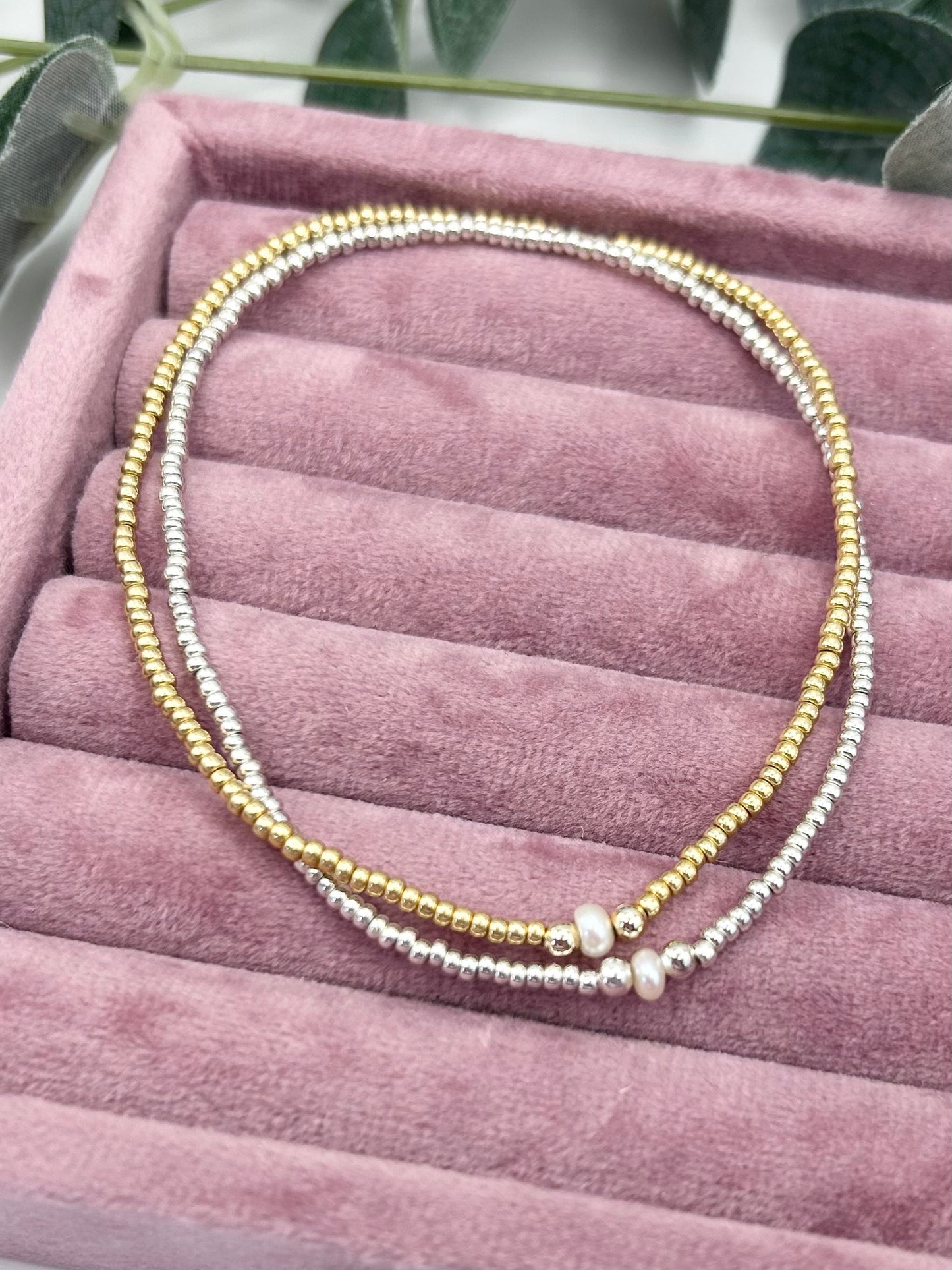 Freshwater Pearl Beaded Anklet - Gold or Silver
