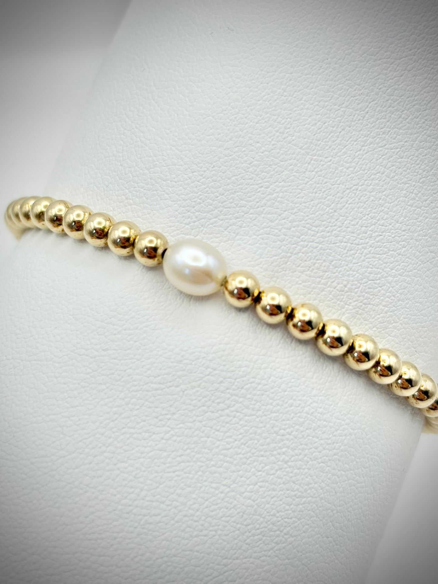 Freshwater Pearl 14k Gold-filled 4mm Beaded Stretch Bracelet - Perfect For Stacking