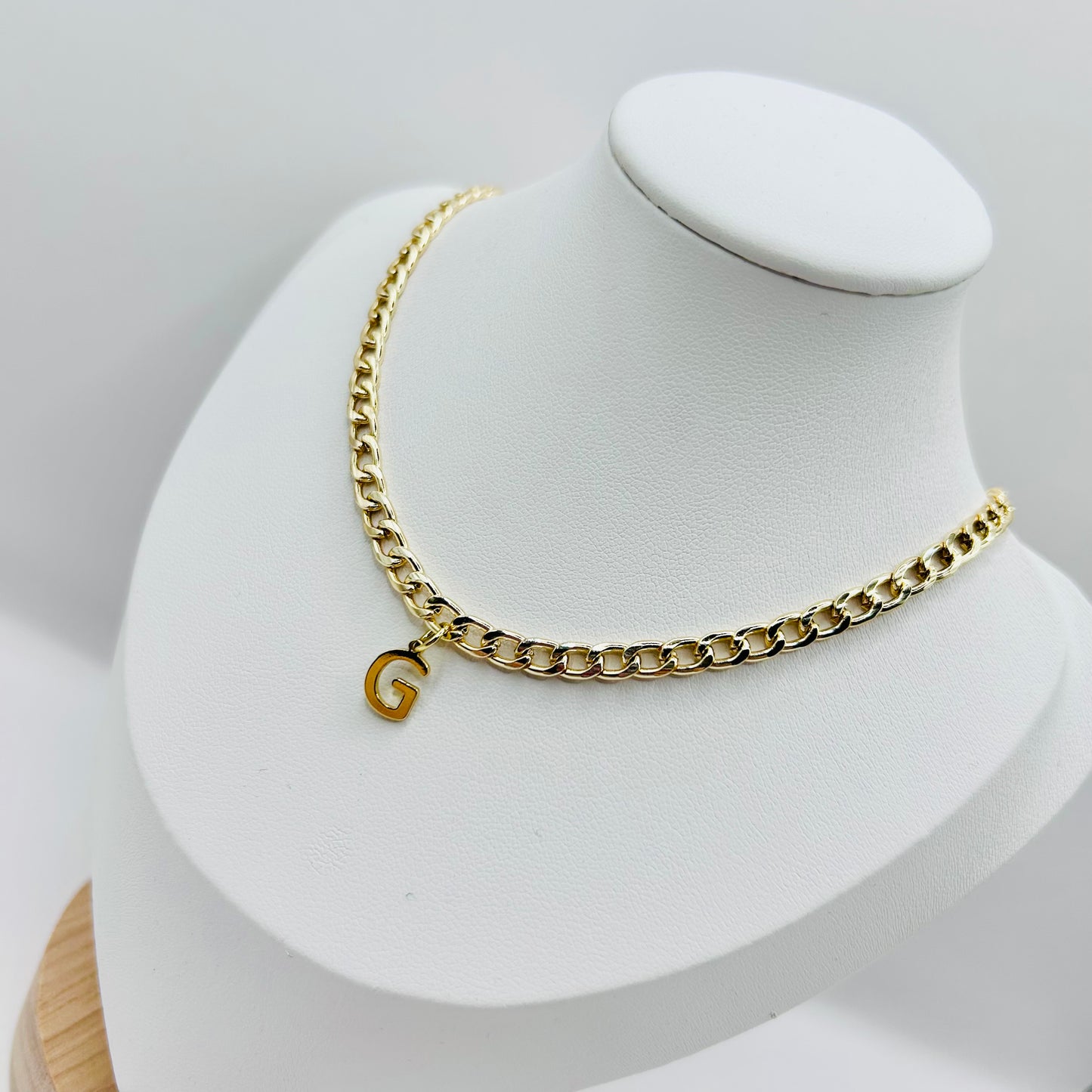 Curb Chain Personalised Initial or Name Necklace - Gold