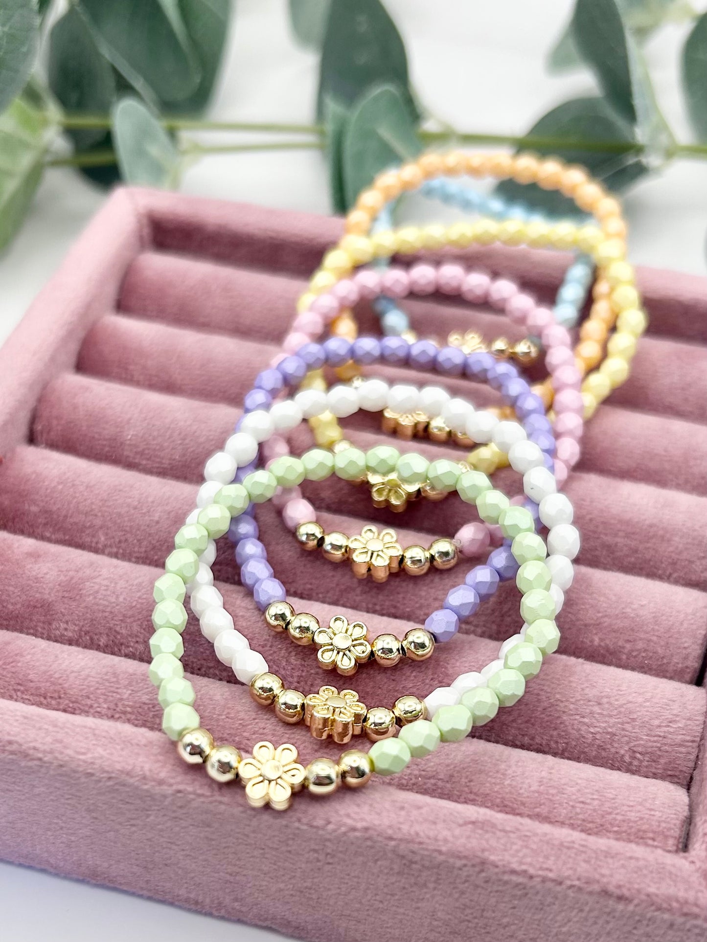 Pastel Beaded Daisy Charm Bracelet Kids - Various