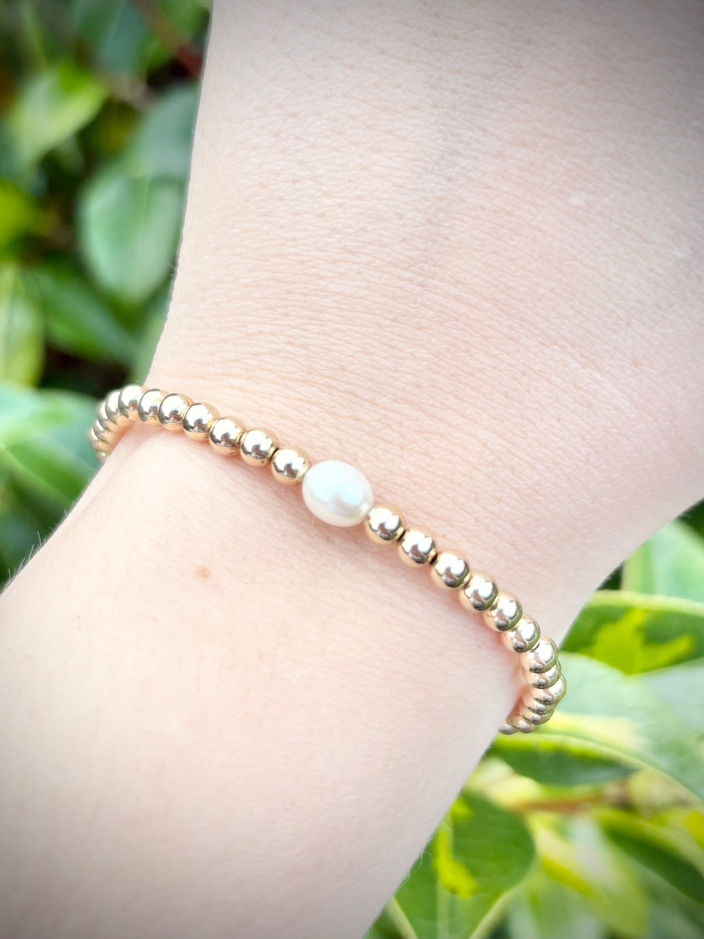 Freshwater Pearl 14k Gold-filled 4mm Beaded Stretch Bracelet - Perfect For Stacking