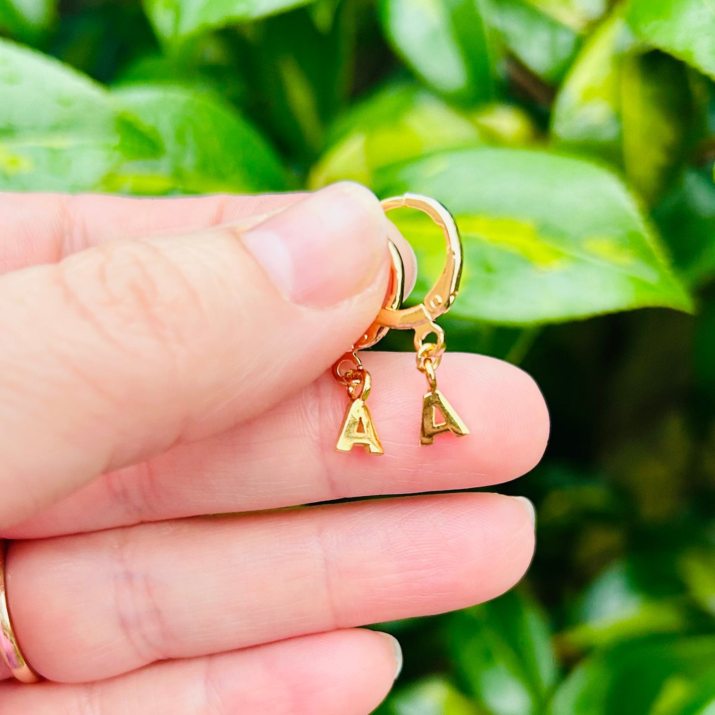 Dainty Initial Huggie Hoop Earrings - Gold or Silver