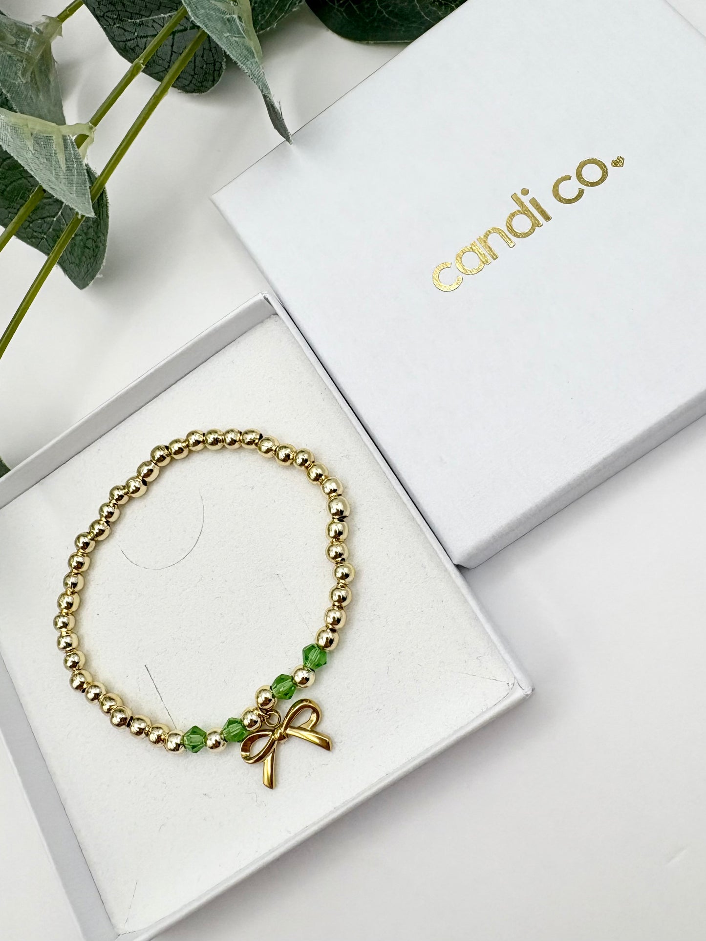 Personalised Birthstone Beaded Bow Bracelet
