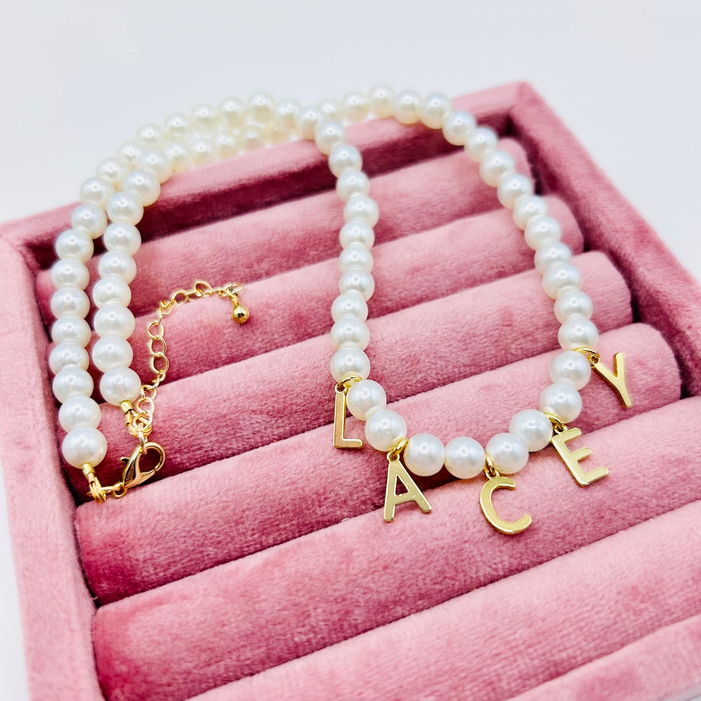 Ivory Pearl Personalised Initial or Name Necklace - Gold