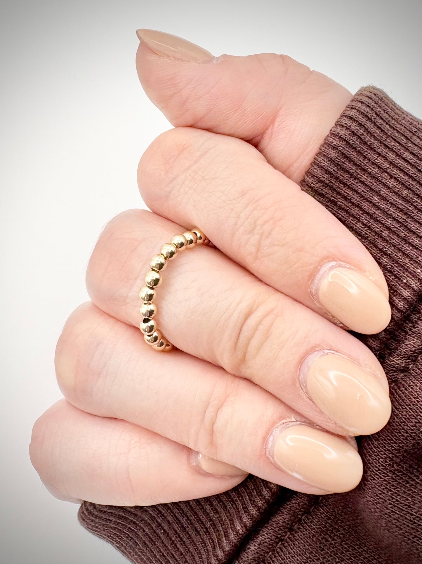 Luxe 14k Gold-filled 3mm Beaded Stretch Ring - Perfect For Stacking