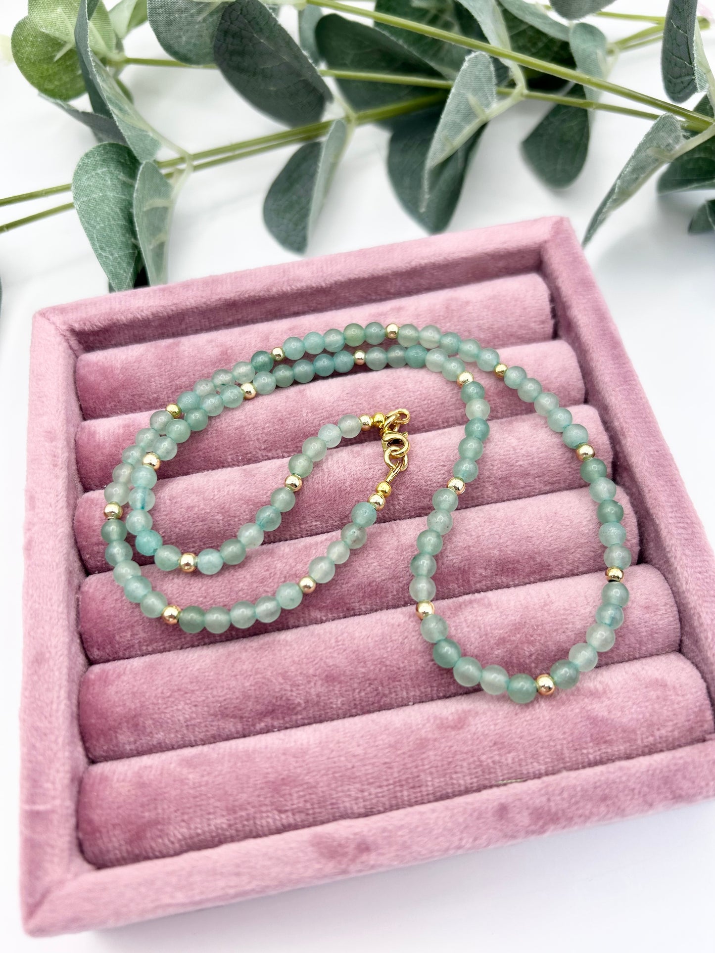 Green Aventurine Gemstone Necklace - Gold-Plated or Gold-Filled