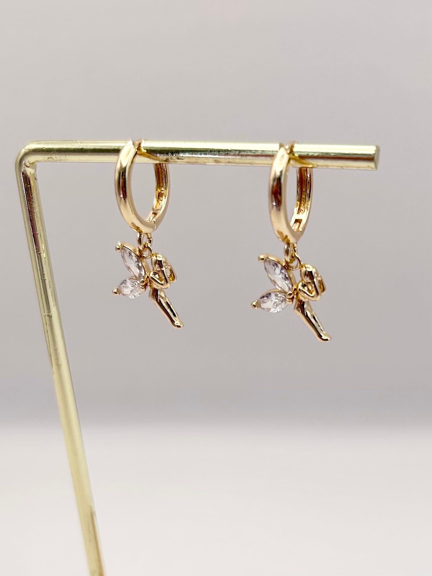 Kids Fairy Charm Huggie Hoop Earrings - Gold