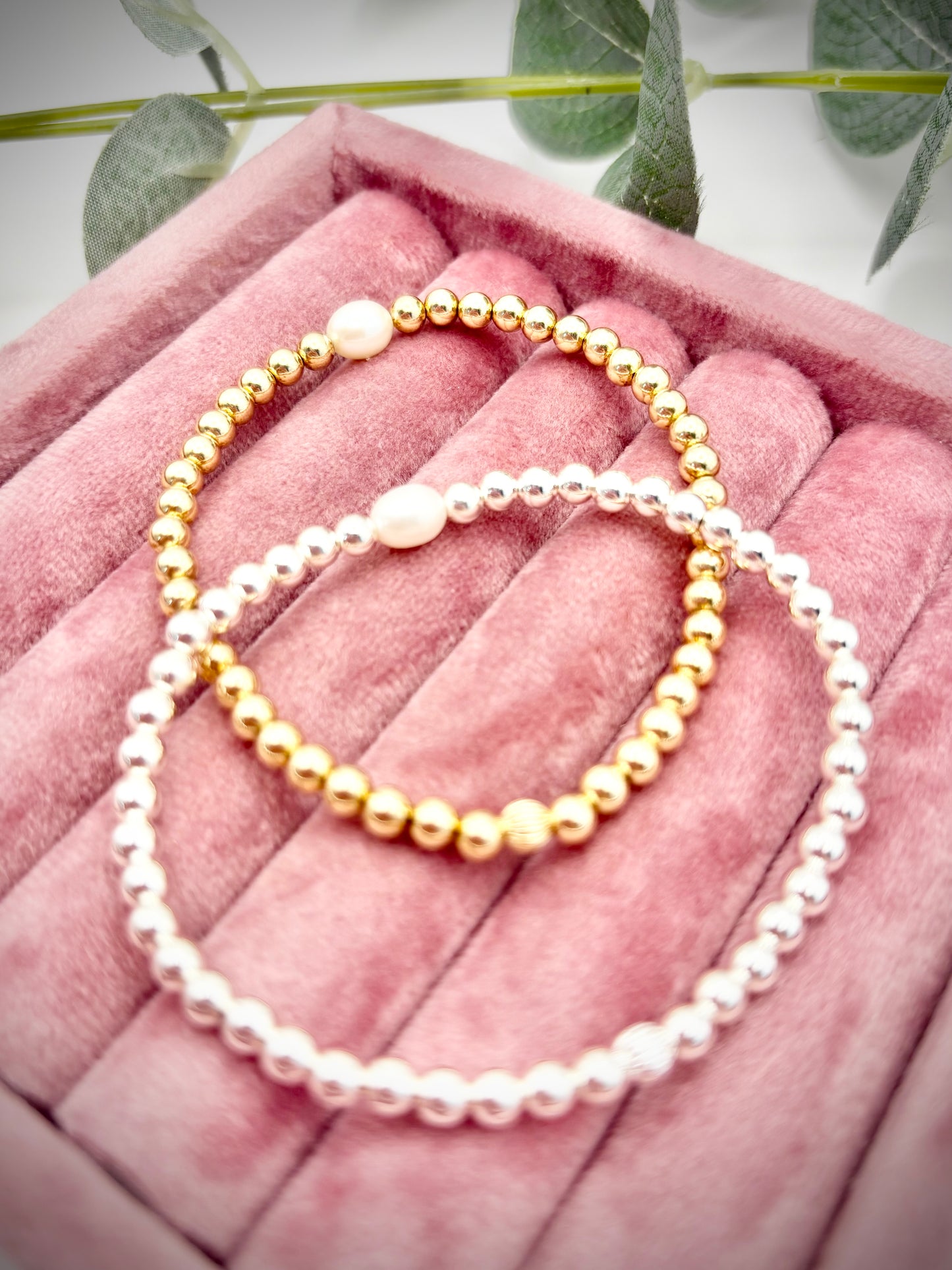 Freshwater Pearl 14k Gold-filled 4mm Beaded Stretch Bracelet - Perfect For Stacking