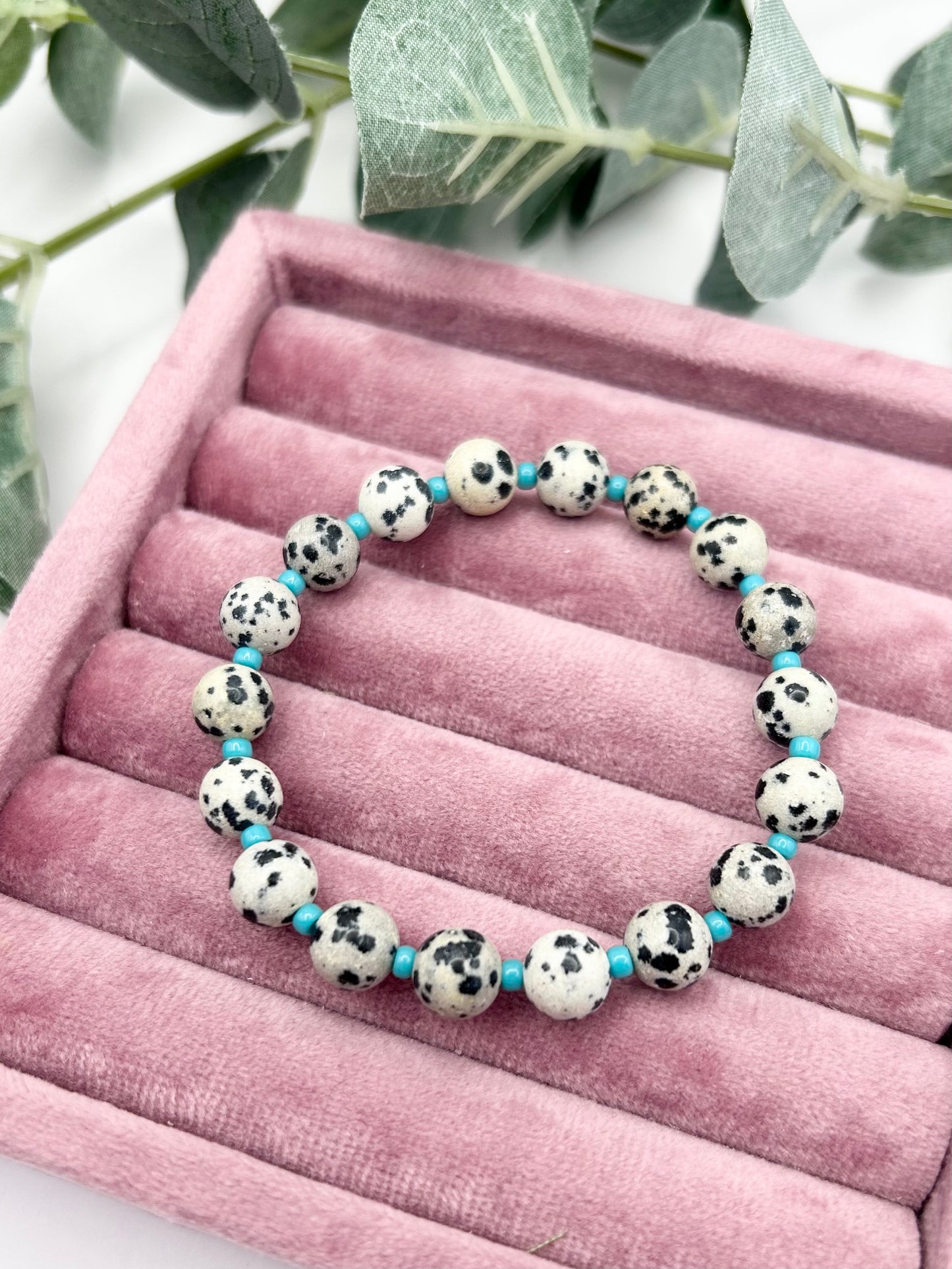 Turquoise & Dalmatian Jasper Gemstone Bracelet