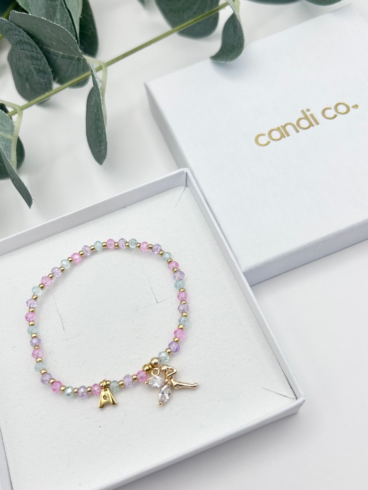 Personalised Crystal Fairy Bracelet Kids - Gold