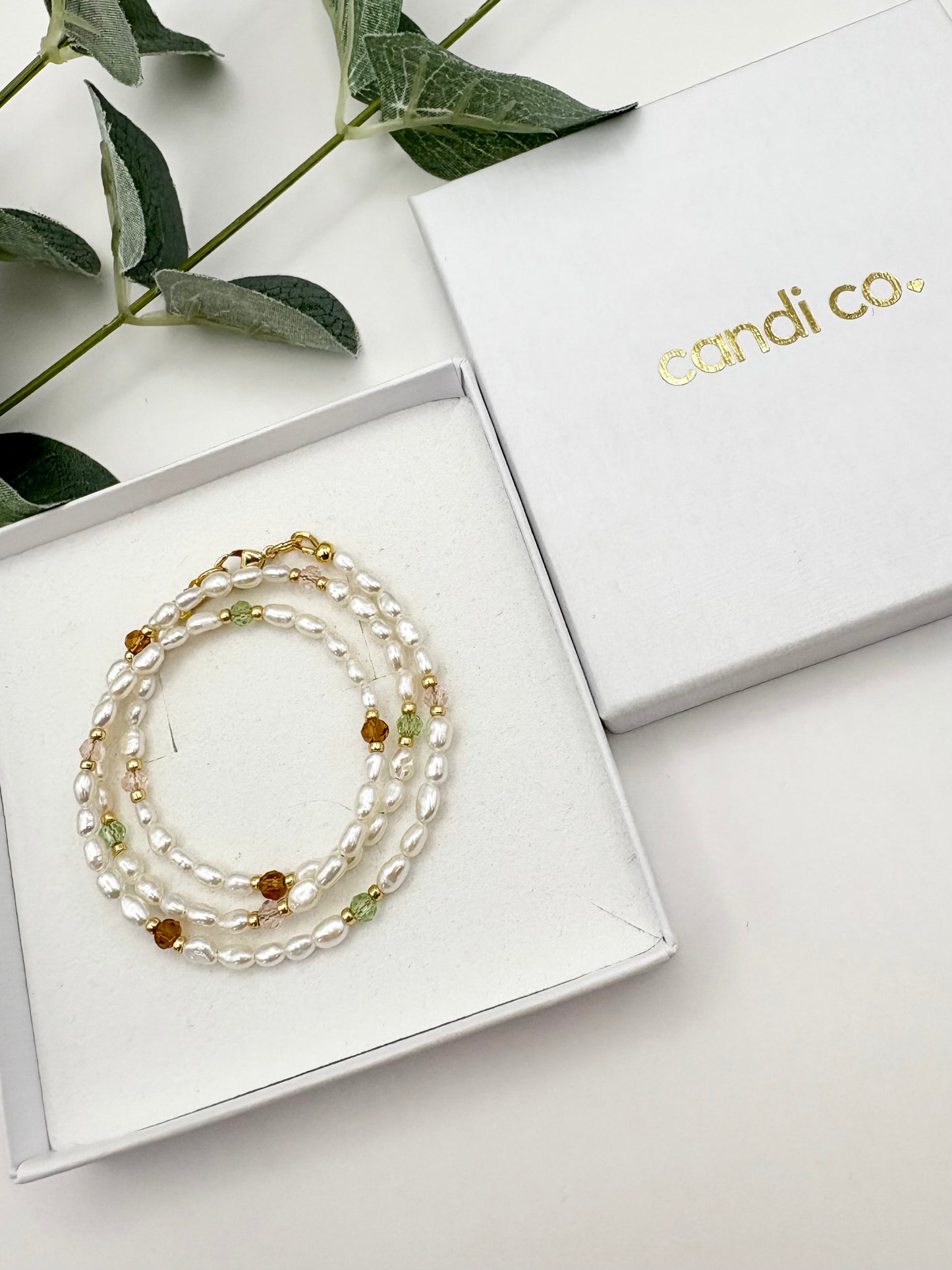 Dainty Freshwater Pearl & Crystal Beaded Necklace - Gold Filled or Plated