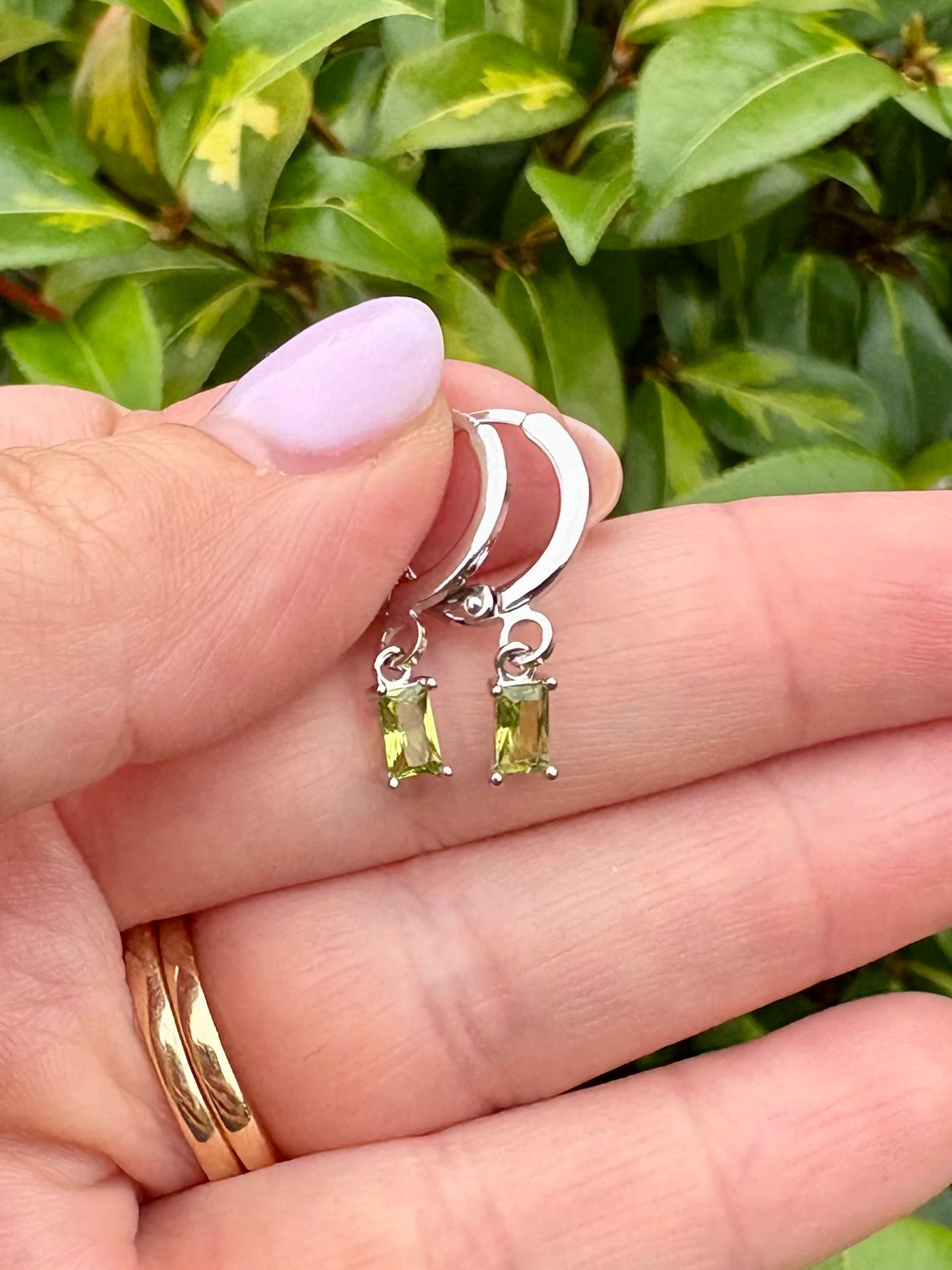 Dainty Birthstone Huggie Hoop Earrings