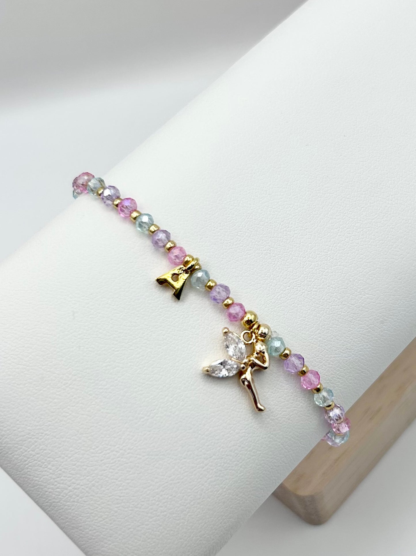 Personalised Crystal Fairy Bracelet Kids - Gold