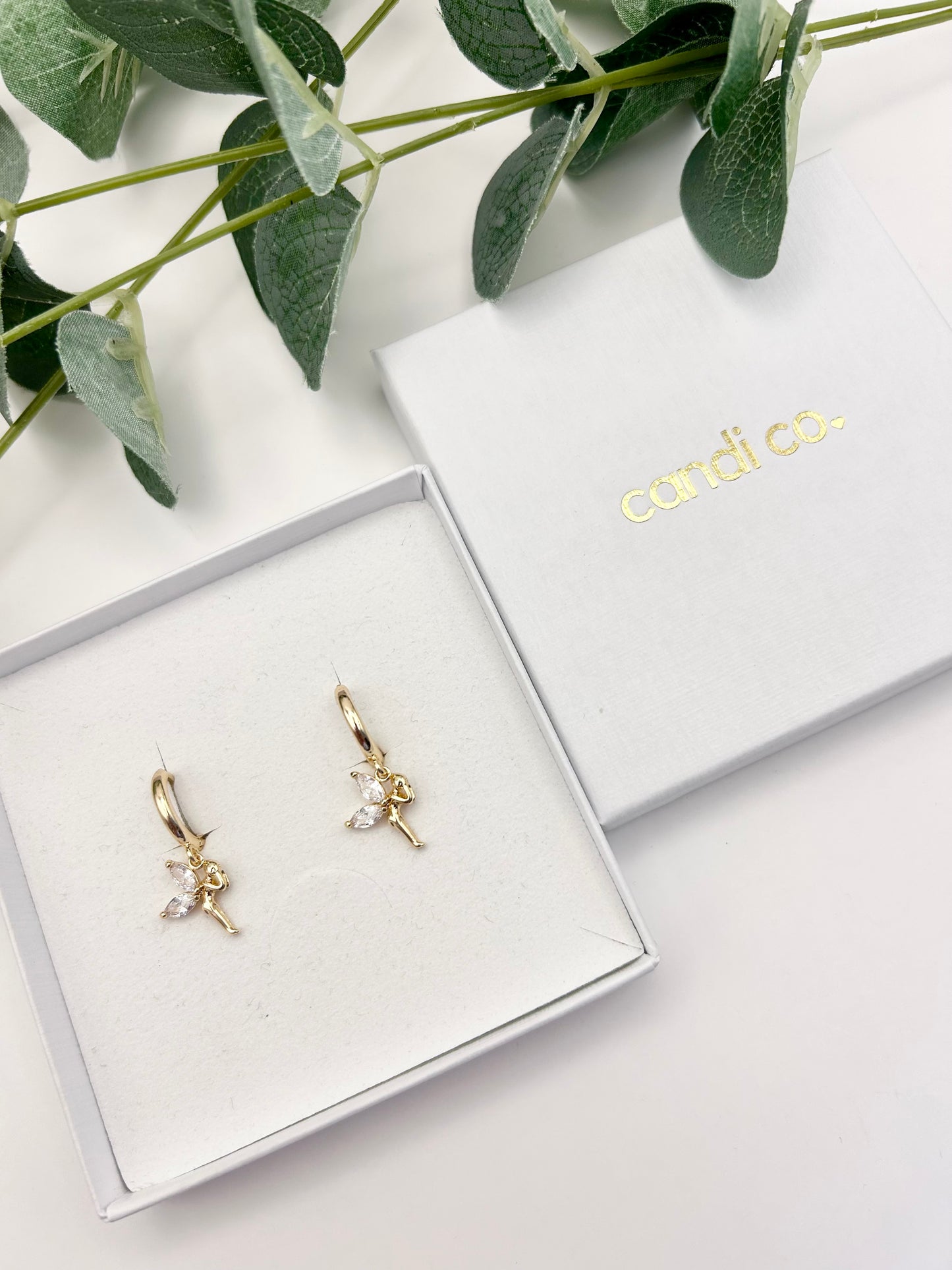 Kids Fairy Charm Huggie Hoop Earrings - Gold