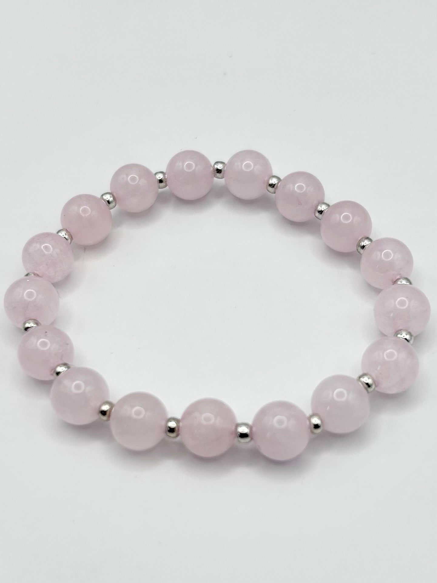 Rose Quartz & Silver Gemstone Bracelet