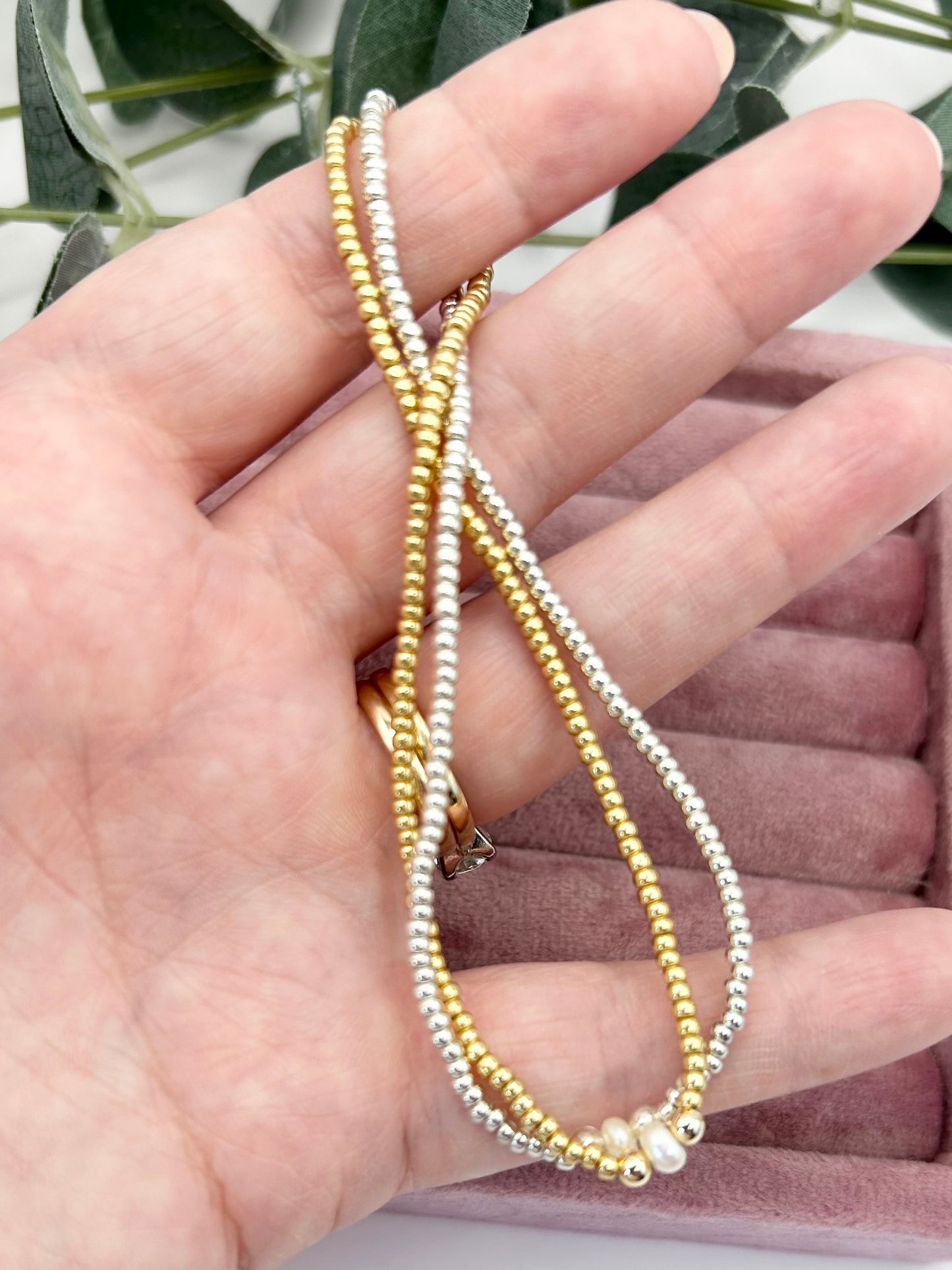 Freshwater Pearl Beaded Anklet - Gold or Silver