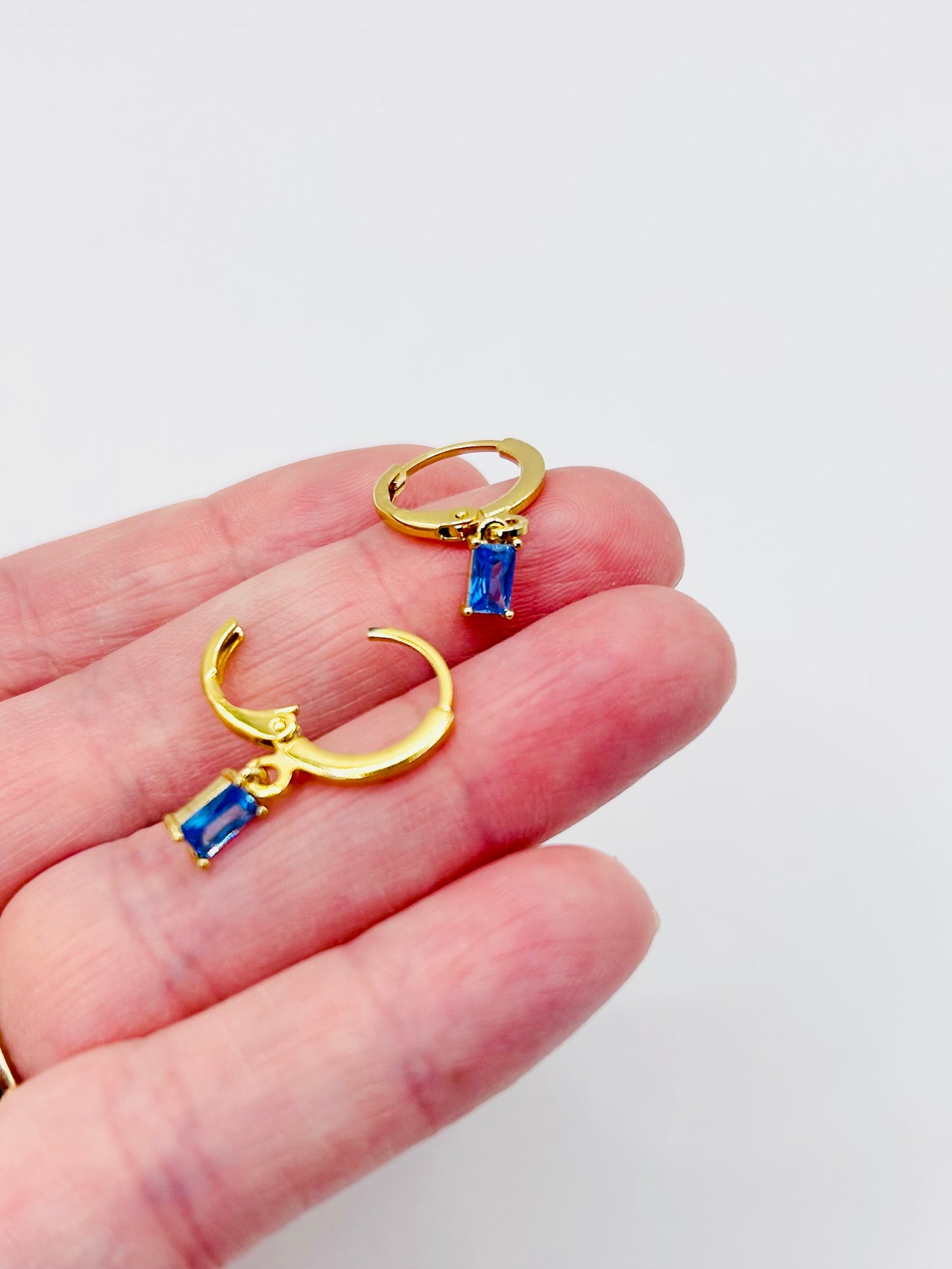 Dainty Birthstone Huggie Hoop Earrings