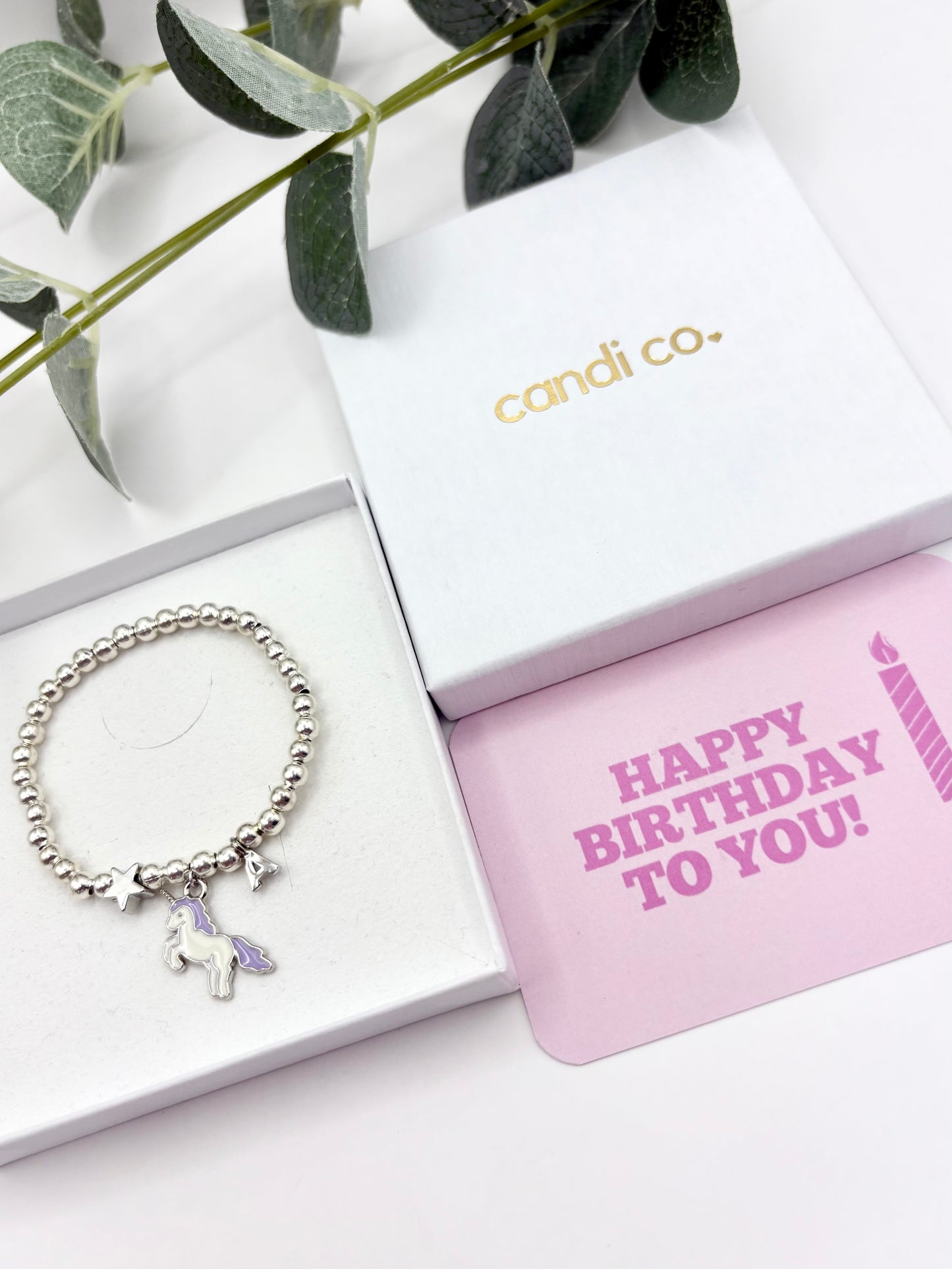 Kids Personalised Unicorn Charm Bracelet Silver