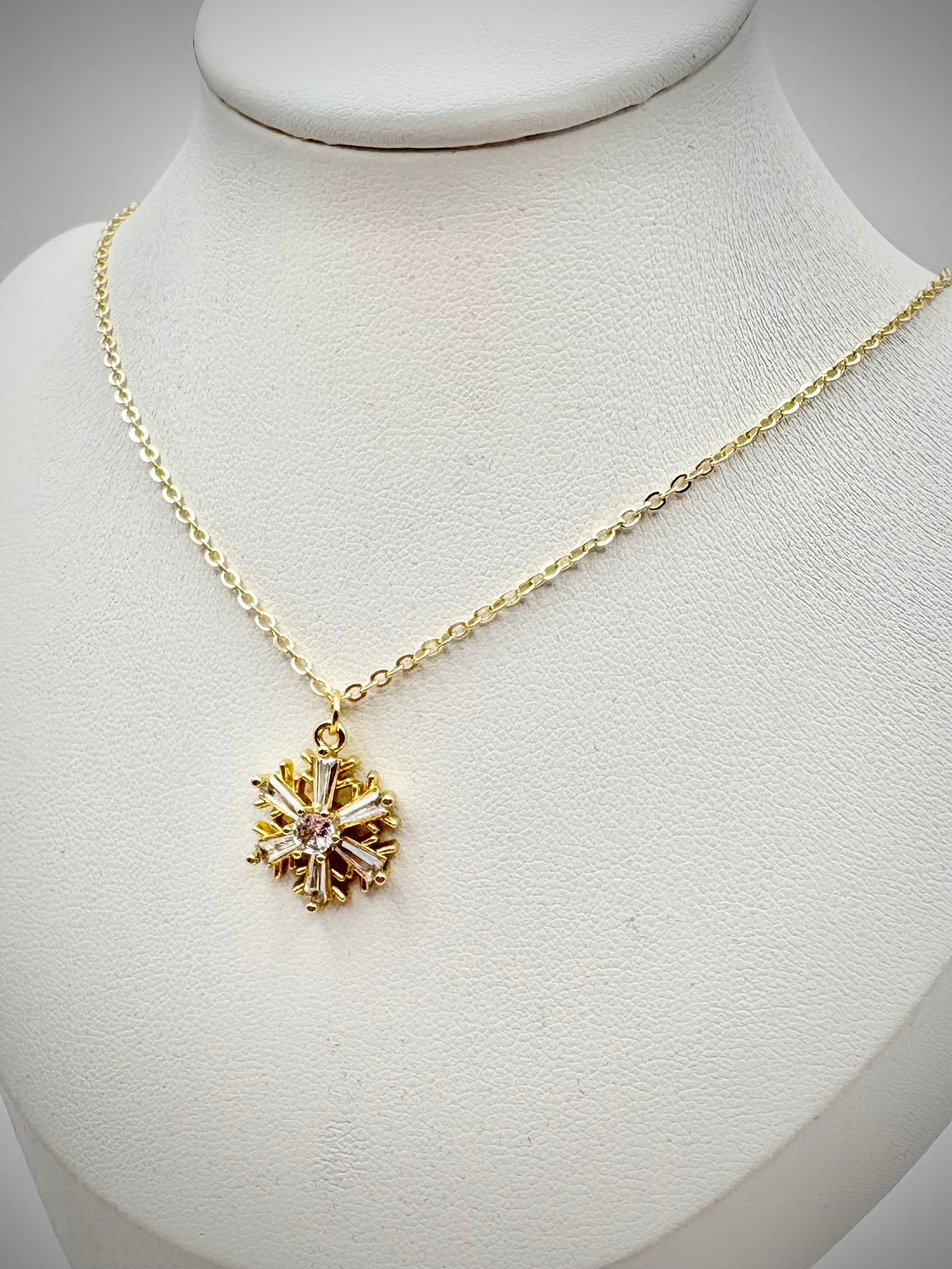 Sparkly Snowflake Necklace - Gold or Silver-Plated