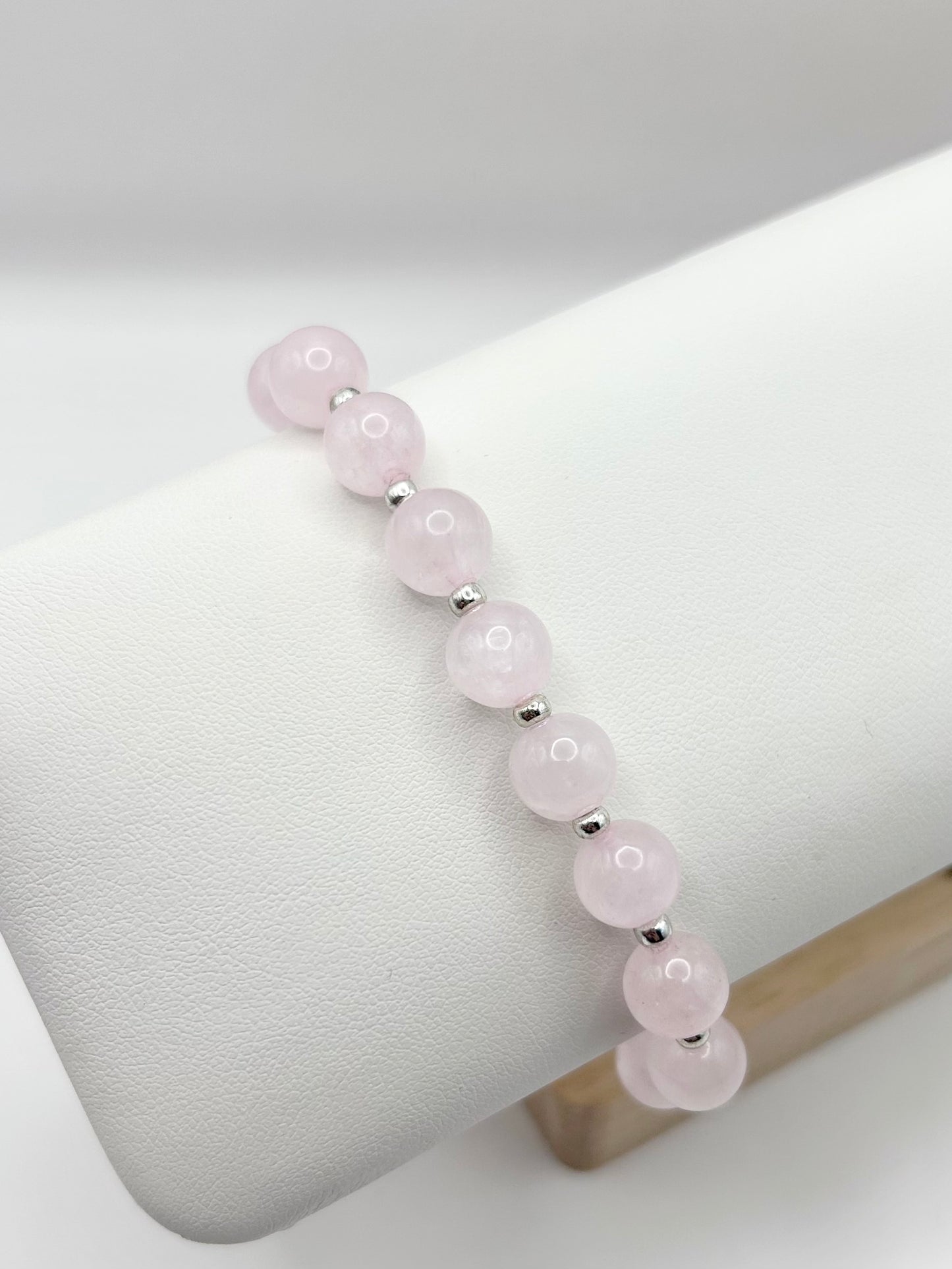 Rose Quartz & Silver Gemstone Bracelet