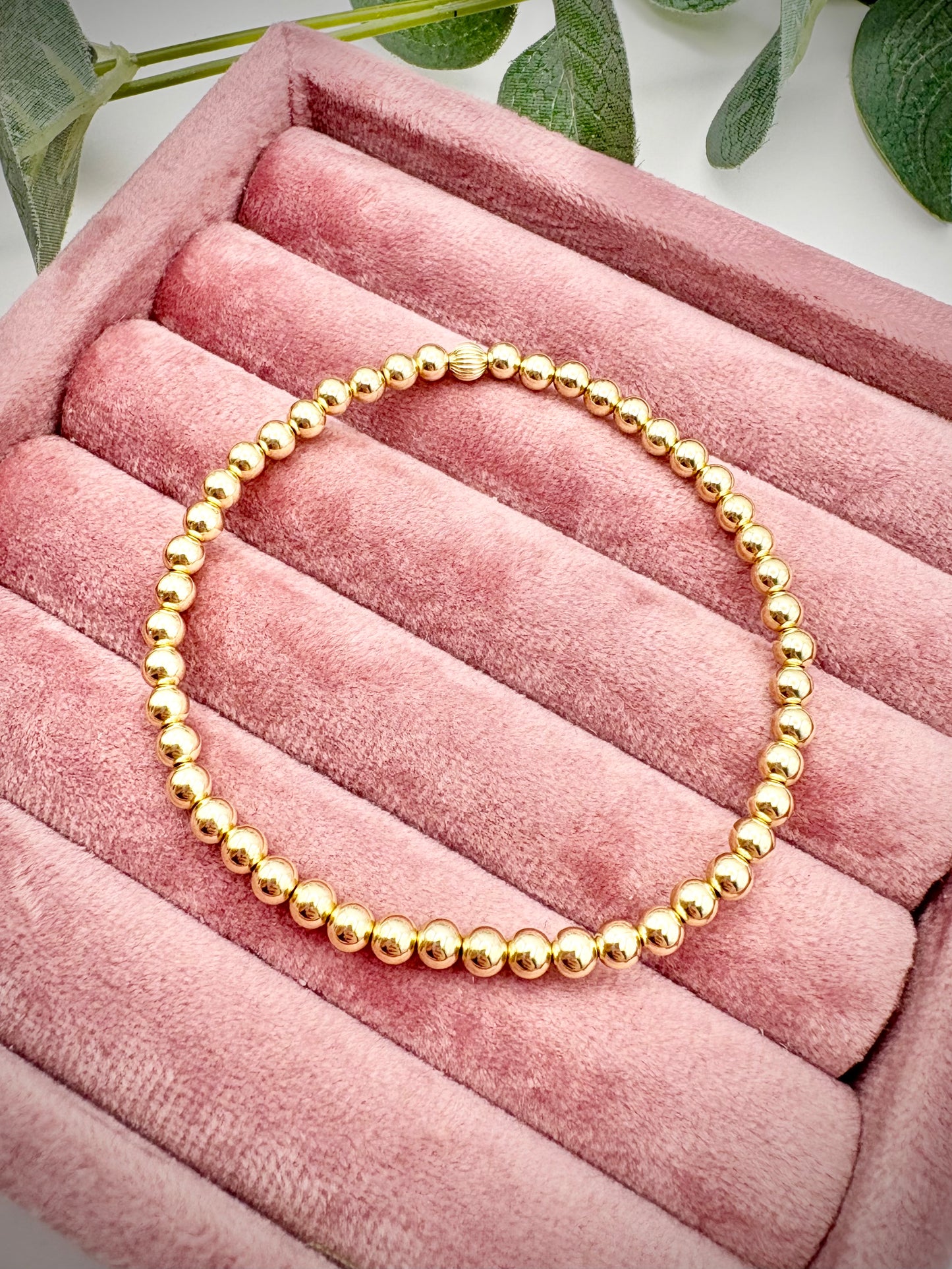 Luxe 14k Gold-filled 4mm Beaded Stretch Bracelet - Perfect For Stacking