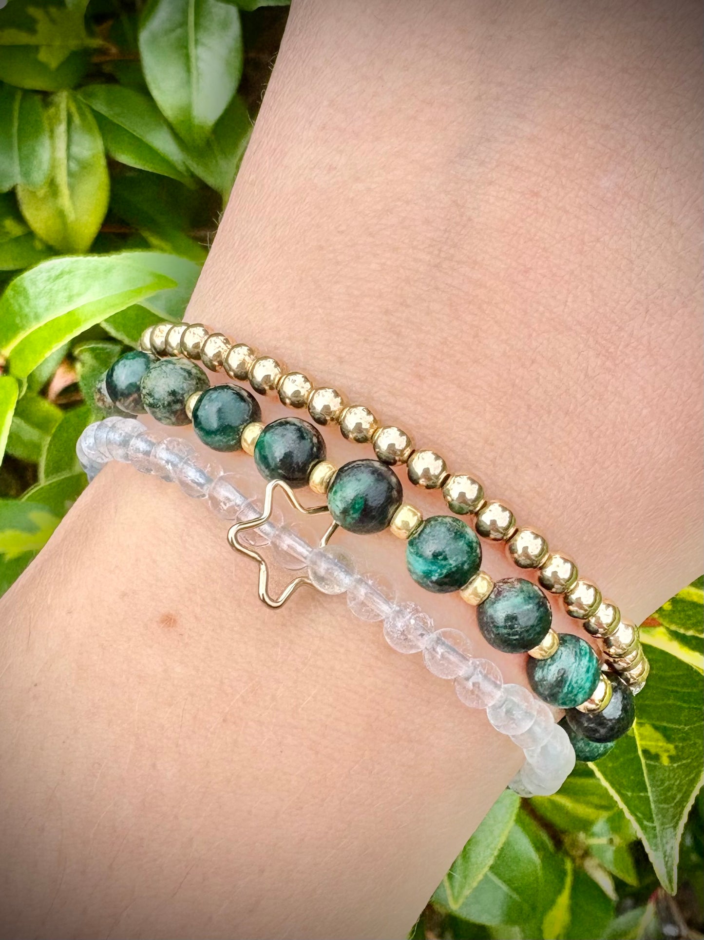 Handmade Gemstone Bracelet with Heart or Star Charm - Sterling Silver or Gold-filled