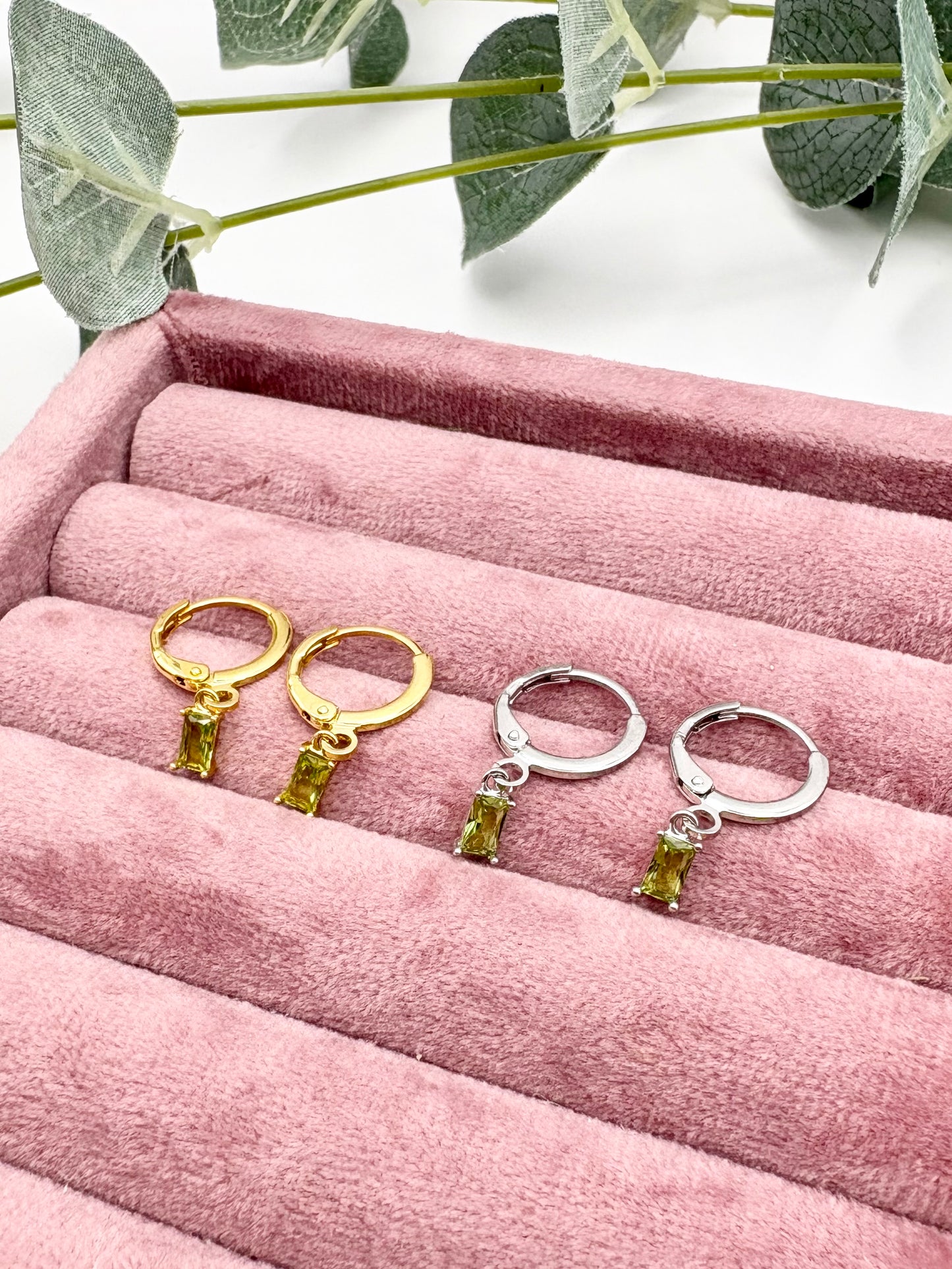Dainty Birthstone Huggie Hoop Earrings